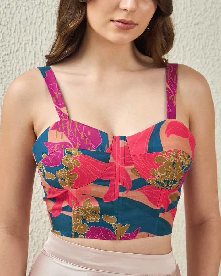 Abstract Bustier Top and Pleated Skirt Coord Set - Image 2