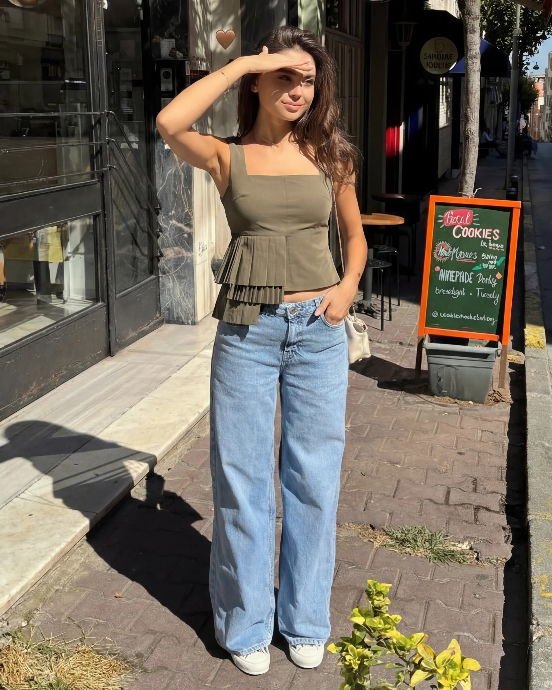 Asymmetrical Pleated Cotton Top - Image 2