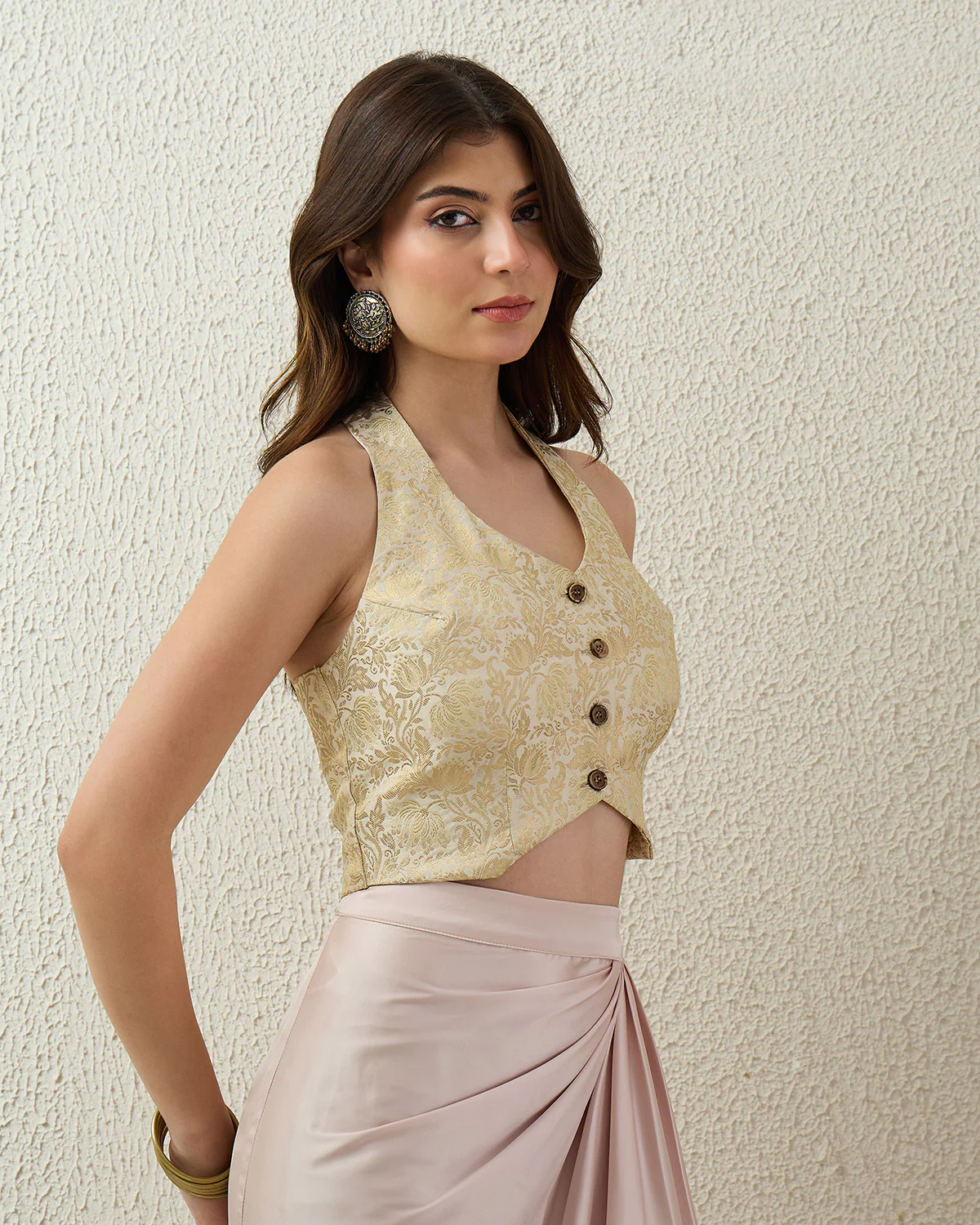 Ivory Banarasi Brocade Vest Top - Image 3
