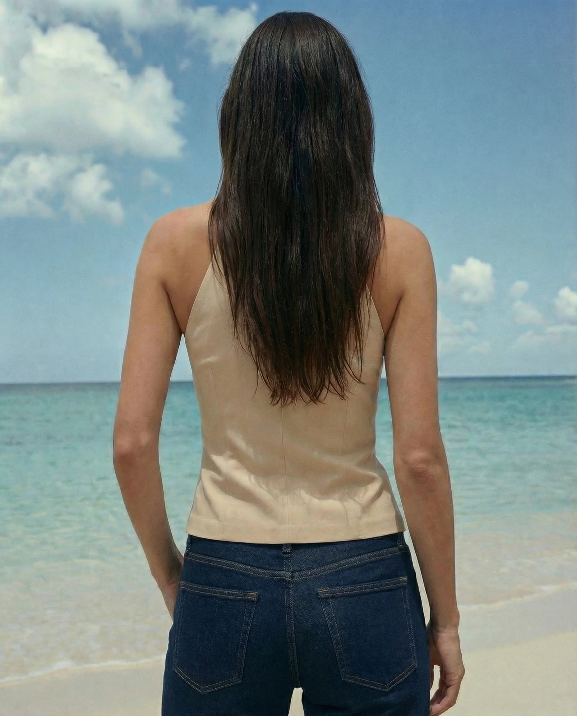 Beige Keyhole Halter Top - Image 4