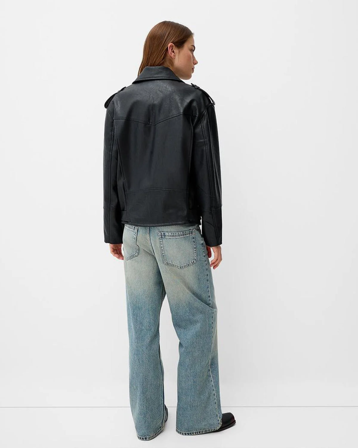 Belted Zip-Up Biker Jacket - Image 4
