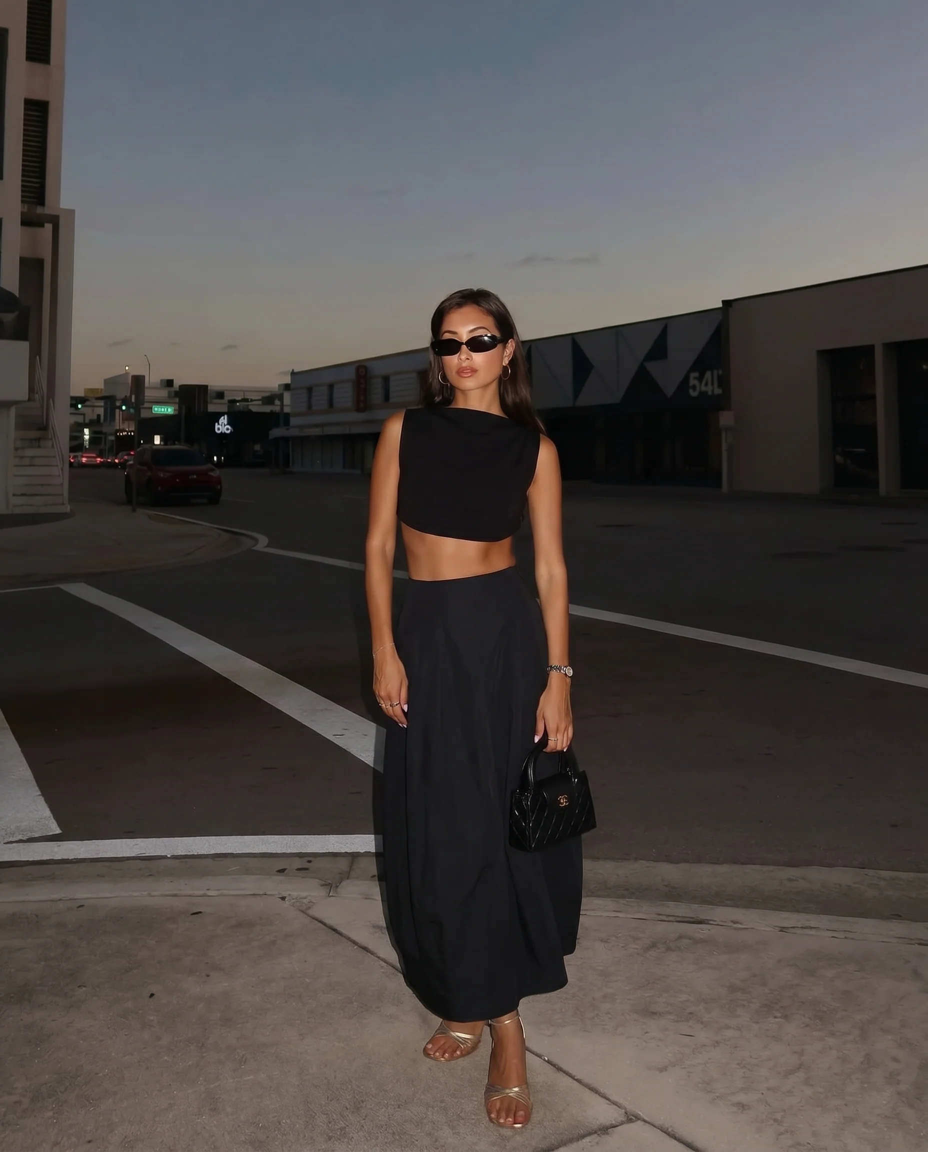 Black Crop Top and Cotton Skirt Summer Set - Image 2