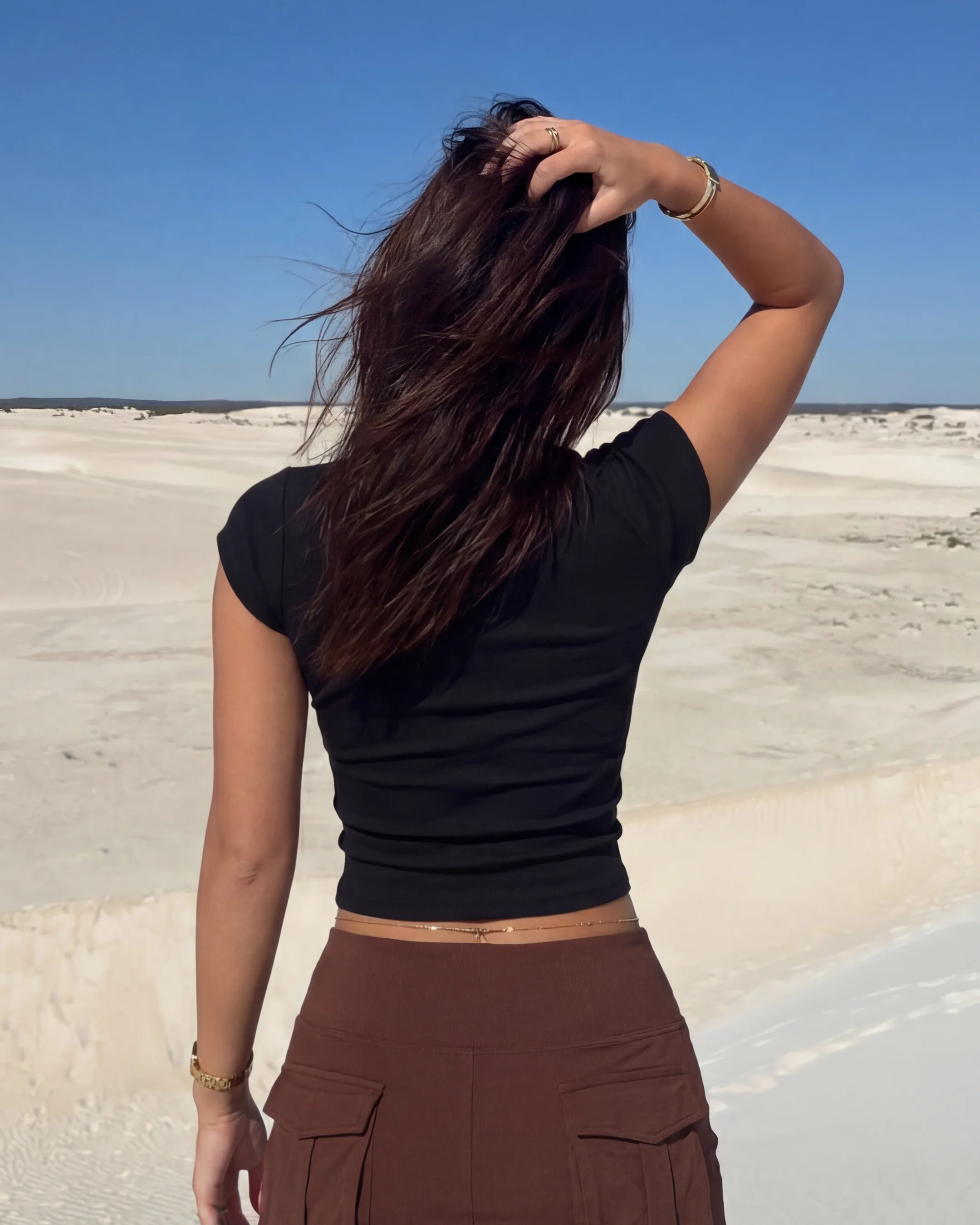 Black Ribbed Cotton Crop Top - Image 2