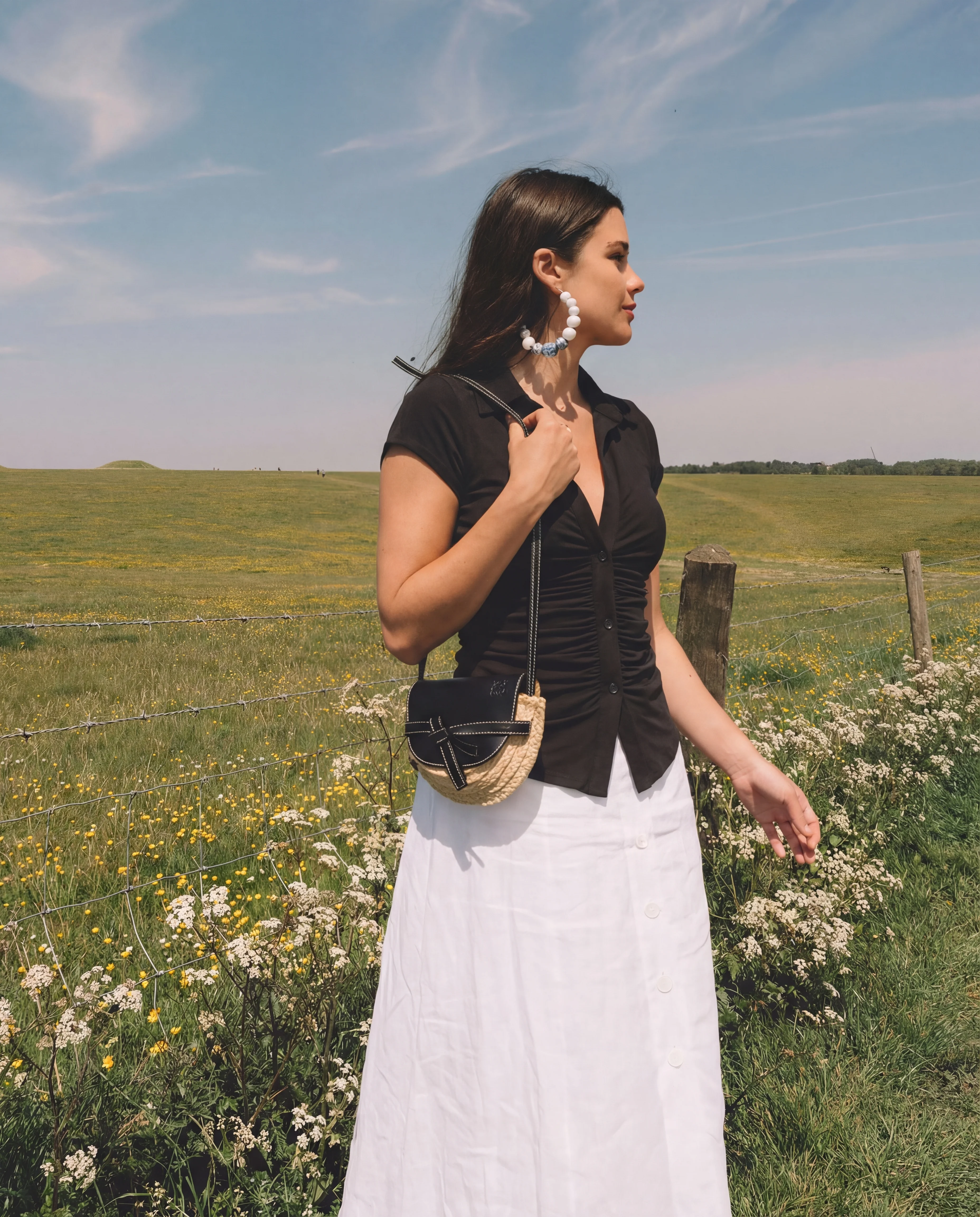 Black Ruched Buttoned Shirt - Image 2