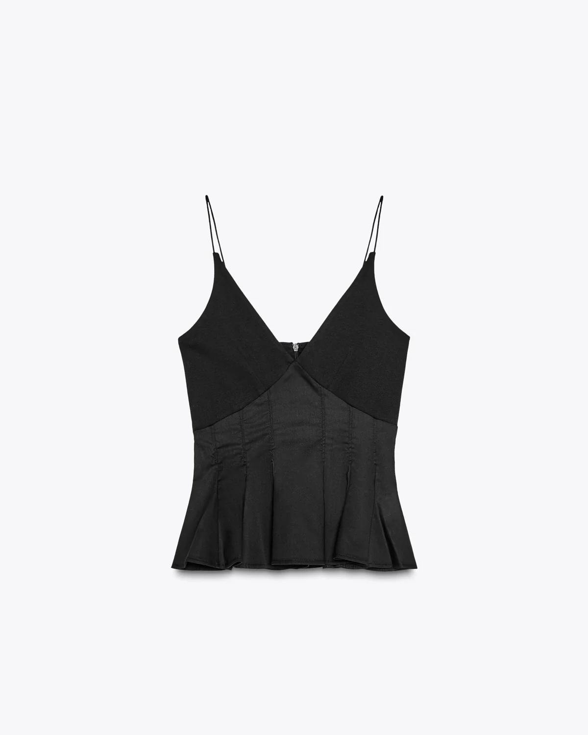 Black Spaghetti Strap Flounce Hem Top - Image 5
