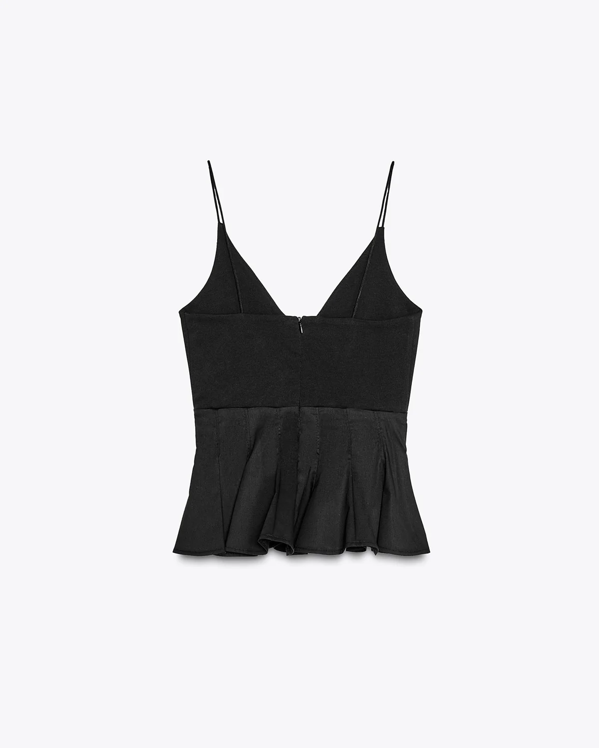 Black Spaghetti Strap Flounce Hem Top - Image 6