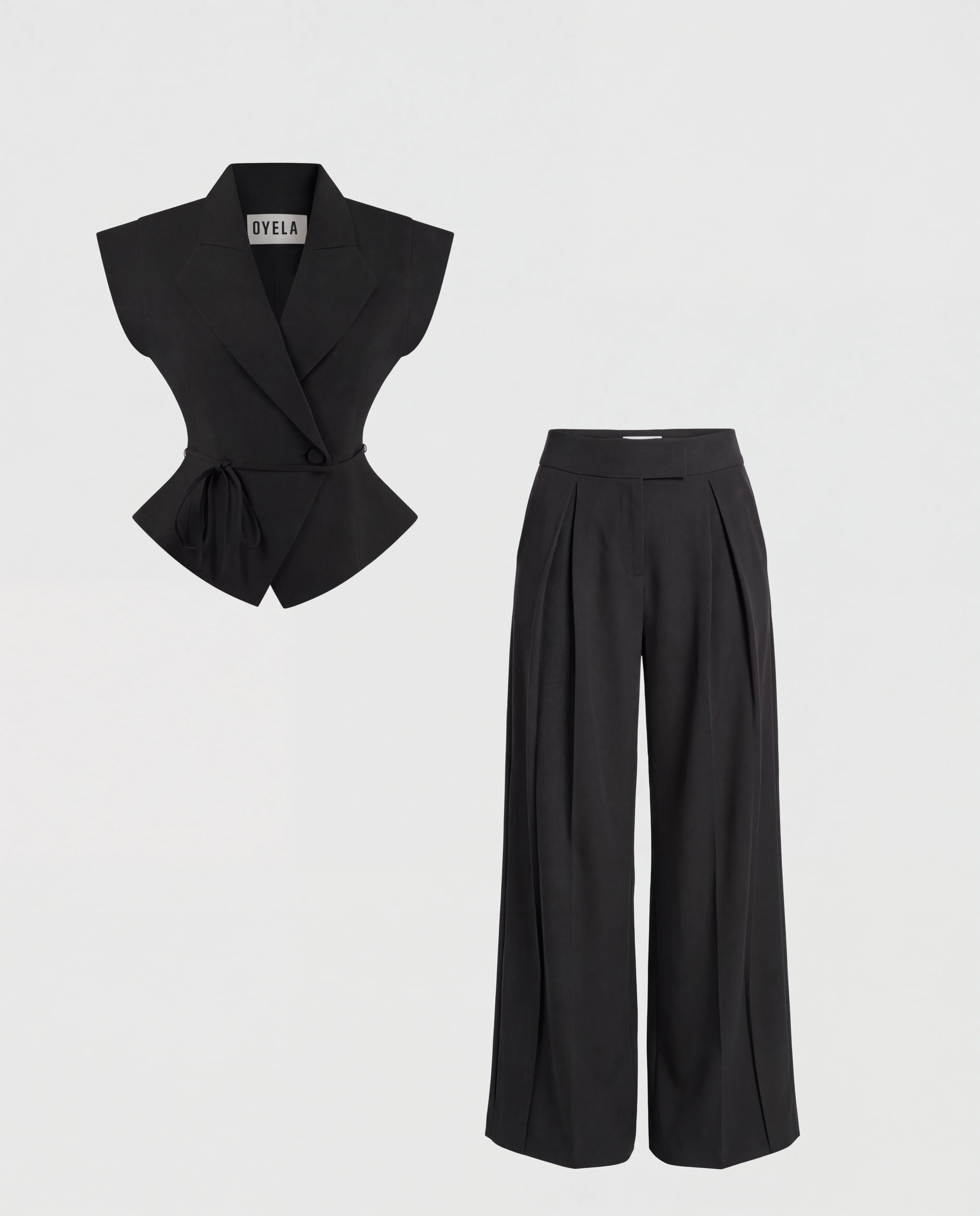 Black Tie Up Waist Coat Suit Set - Image 7