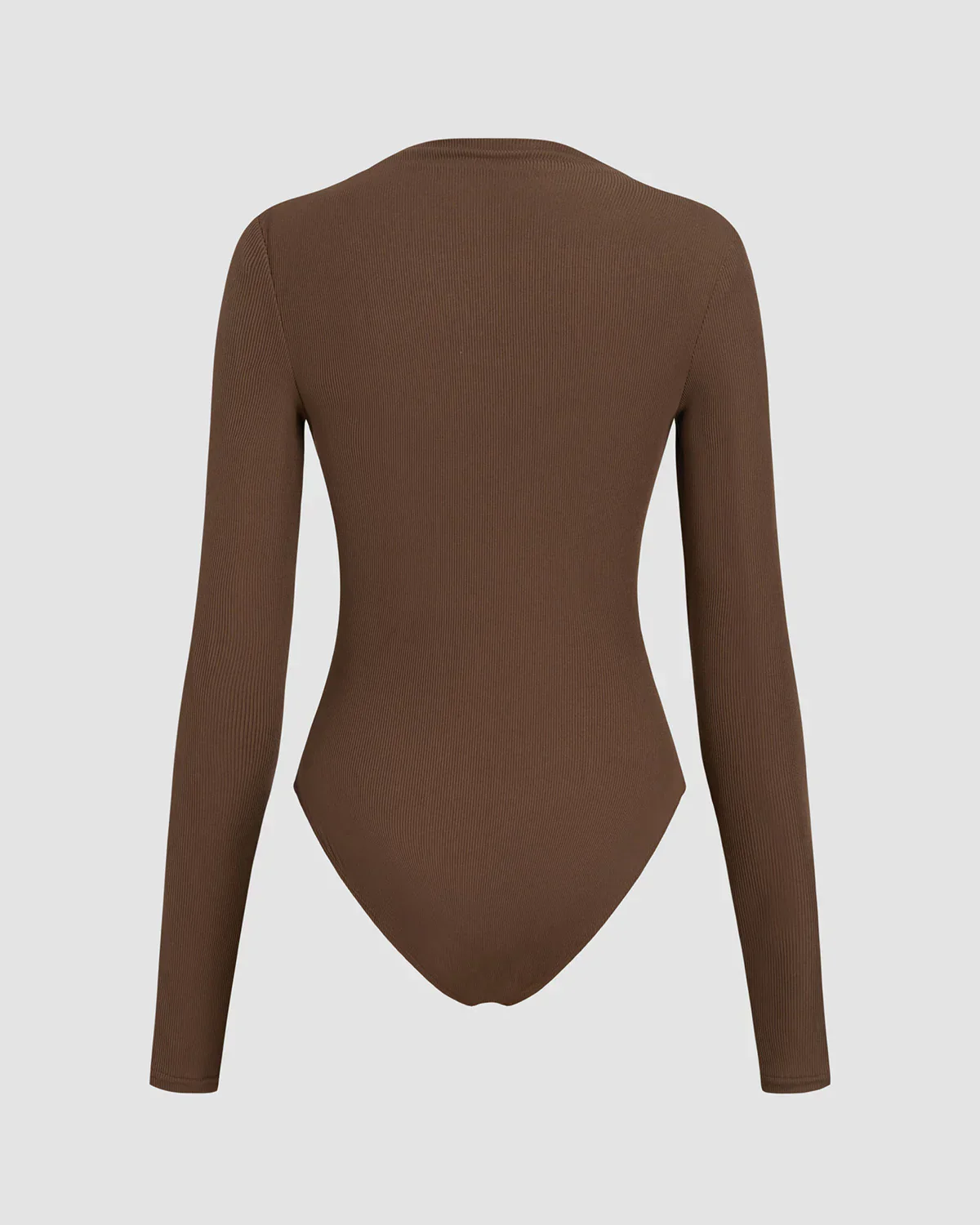 Brown Ribbed Ruched Bodysuit - Image 4