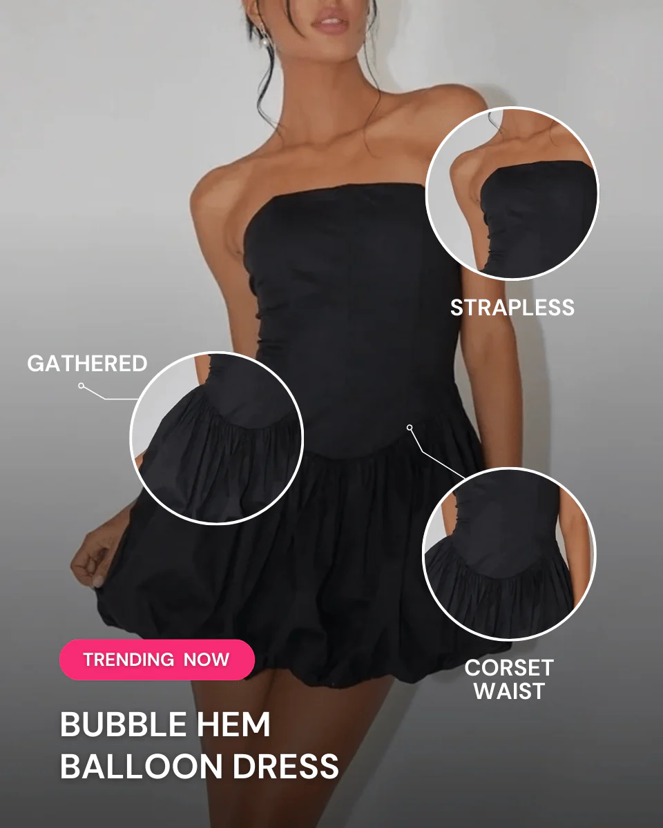 Bubble Hem Balloon Dress - 100% Cotton - Image 5