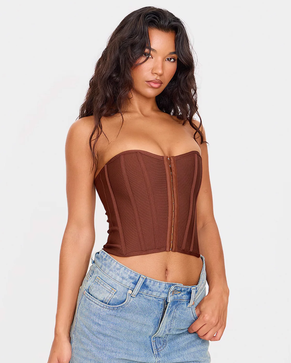 Corset Fitted Brown Top