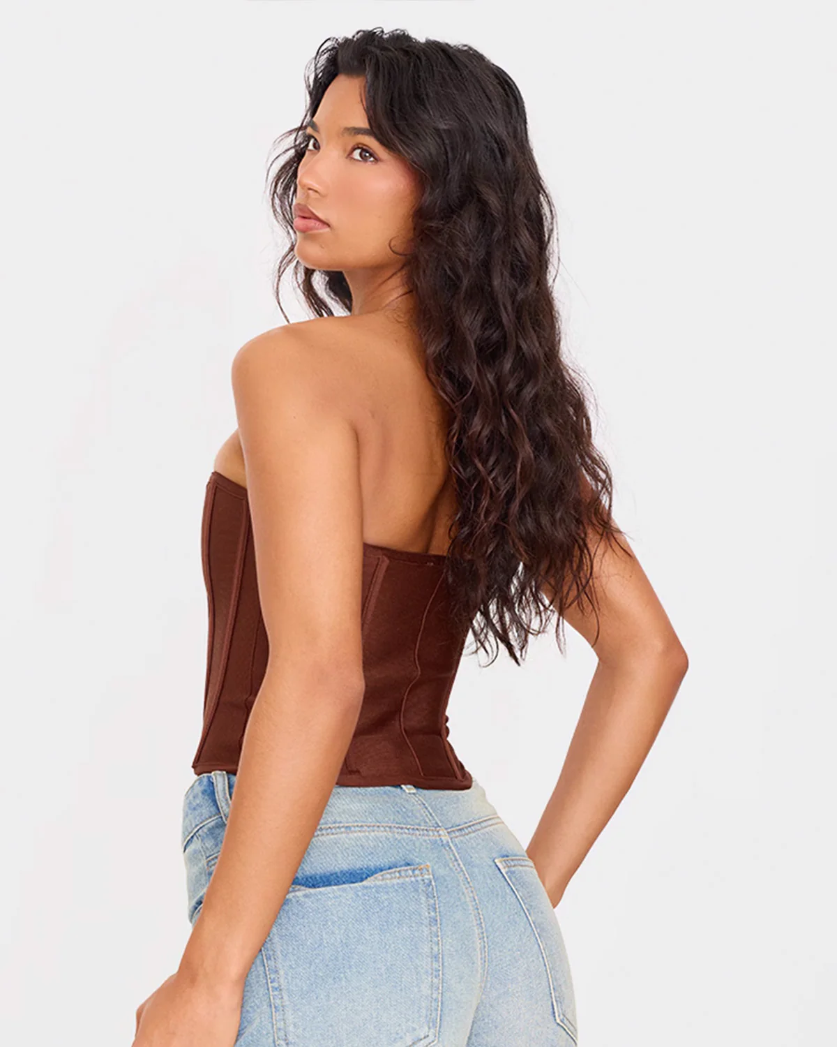 Corset Fitted Brown Top - Image 2