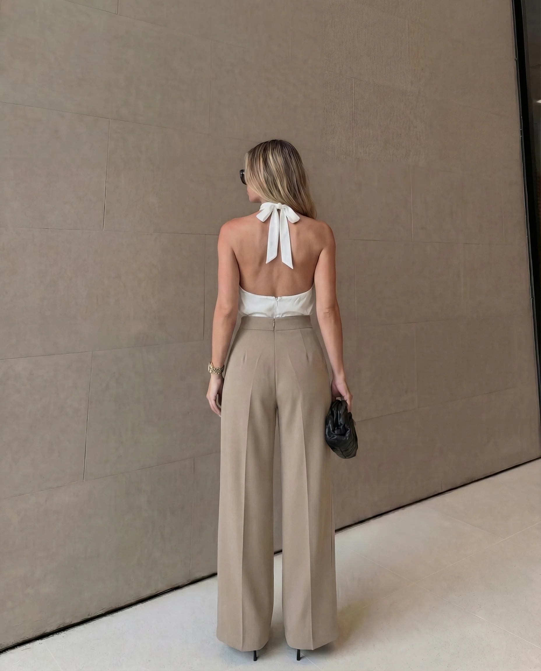 Beige Corset Waist Tailored Pants - Image 3