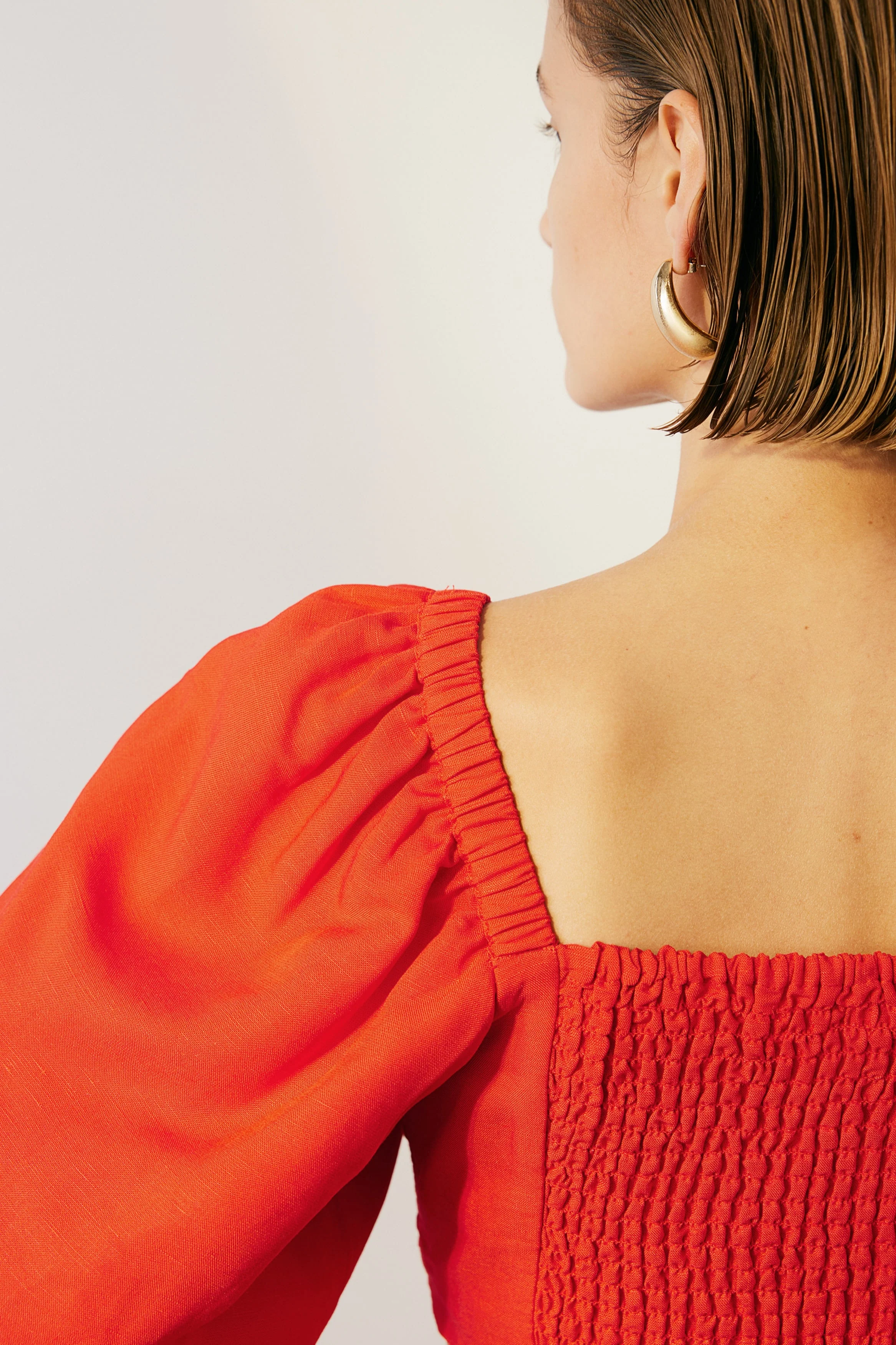 Crop Gathered Bodice Red Top - Image 3