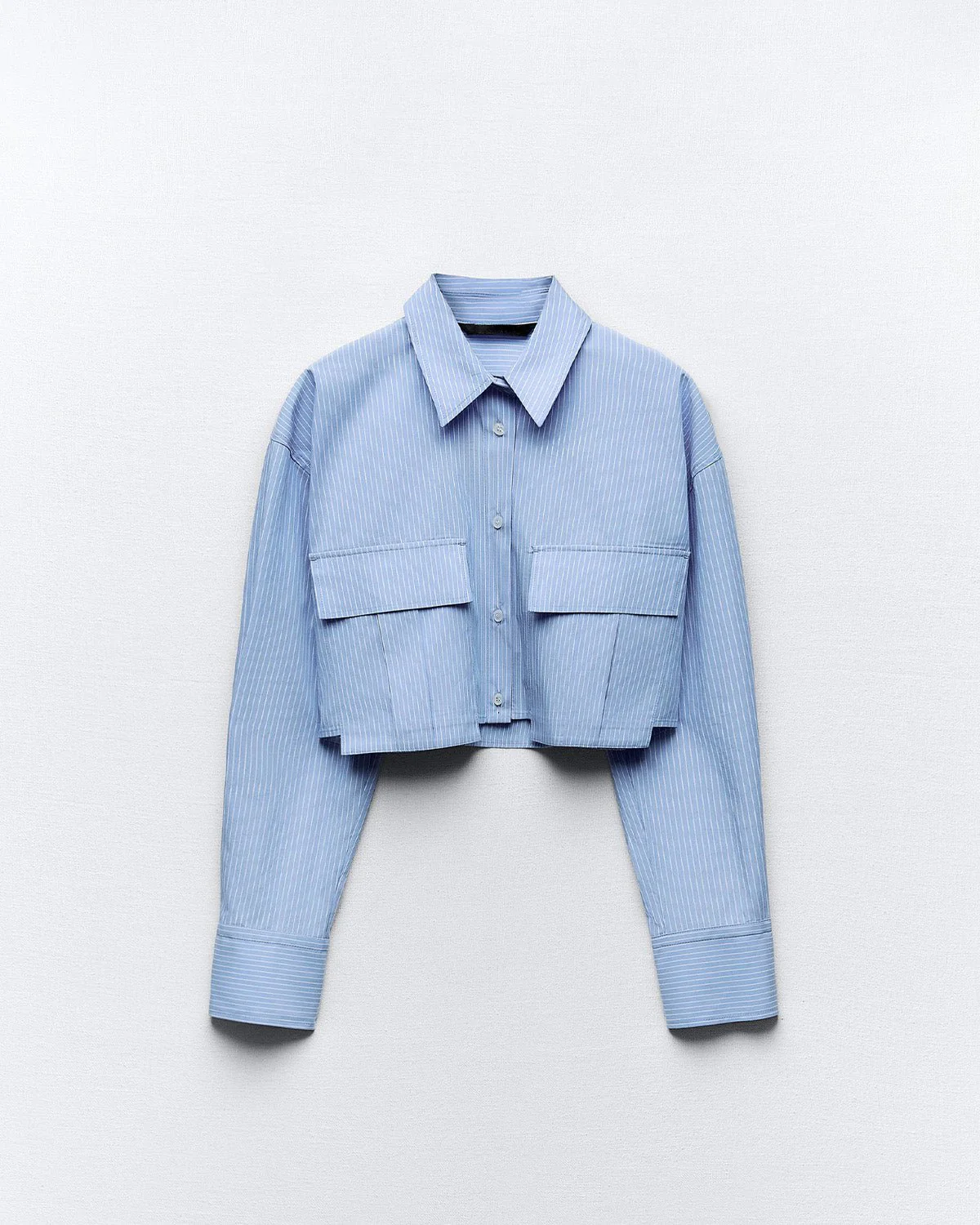Pinstripes Crop Shirt - Cotton - Image 3