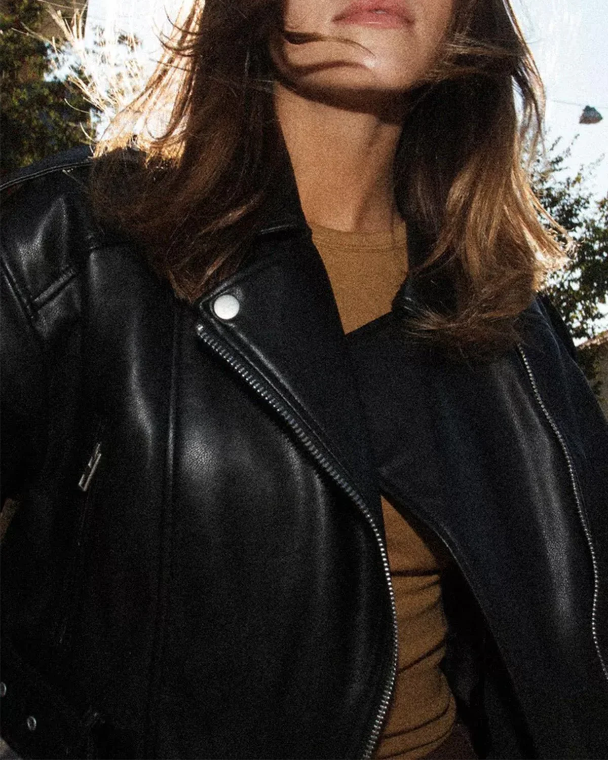 Double Breasted Biker Jacket with Belt - Image 6