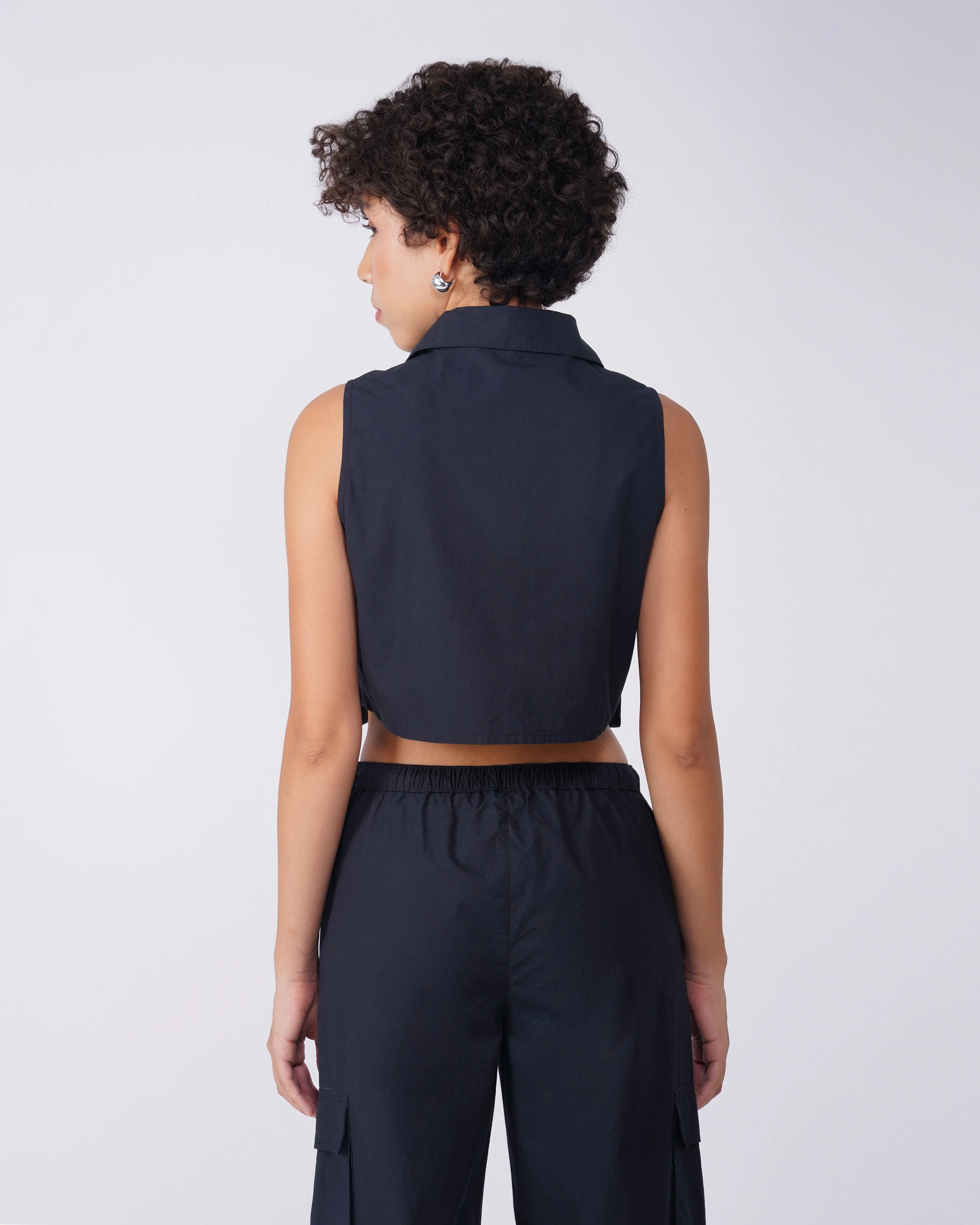 Flap Pocket Co-Ord Crop Shirt - Image 3