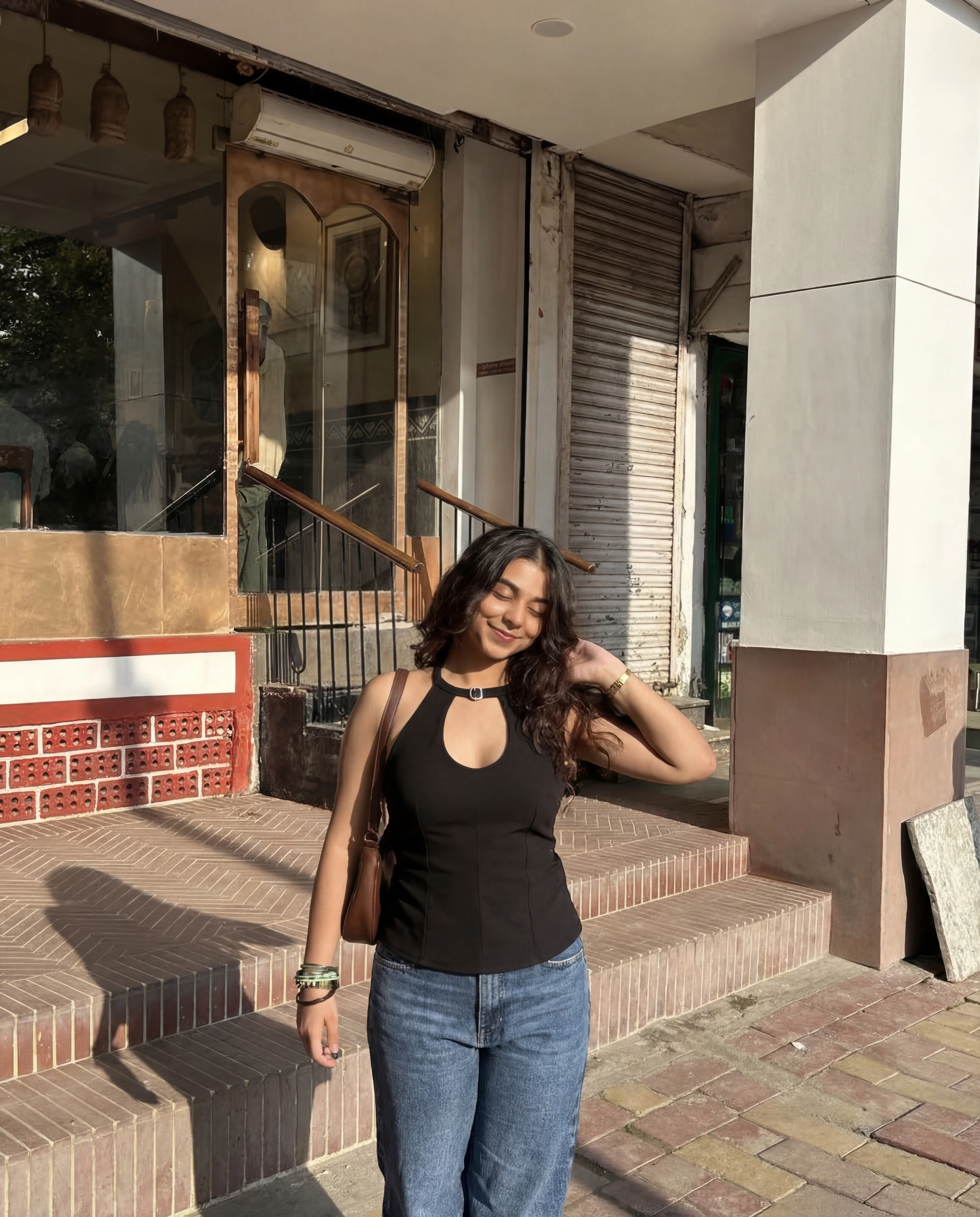 Belted Halter Top In Black - Image 7