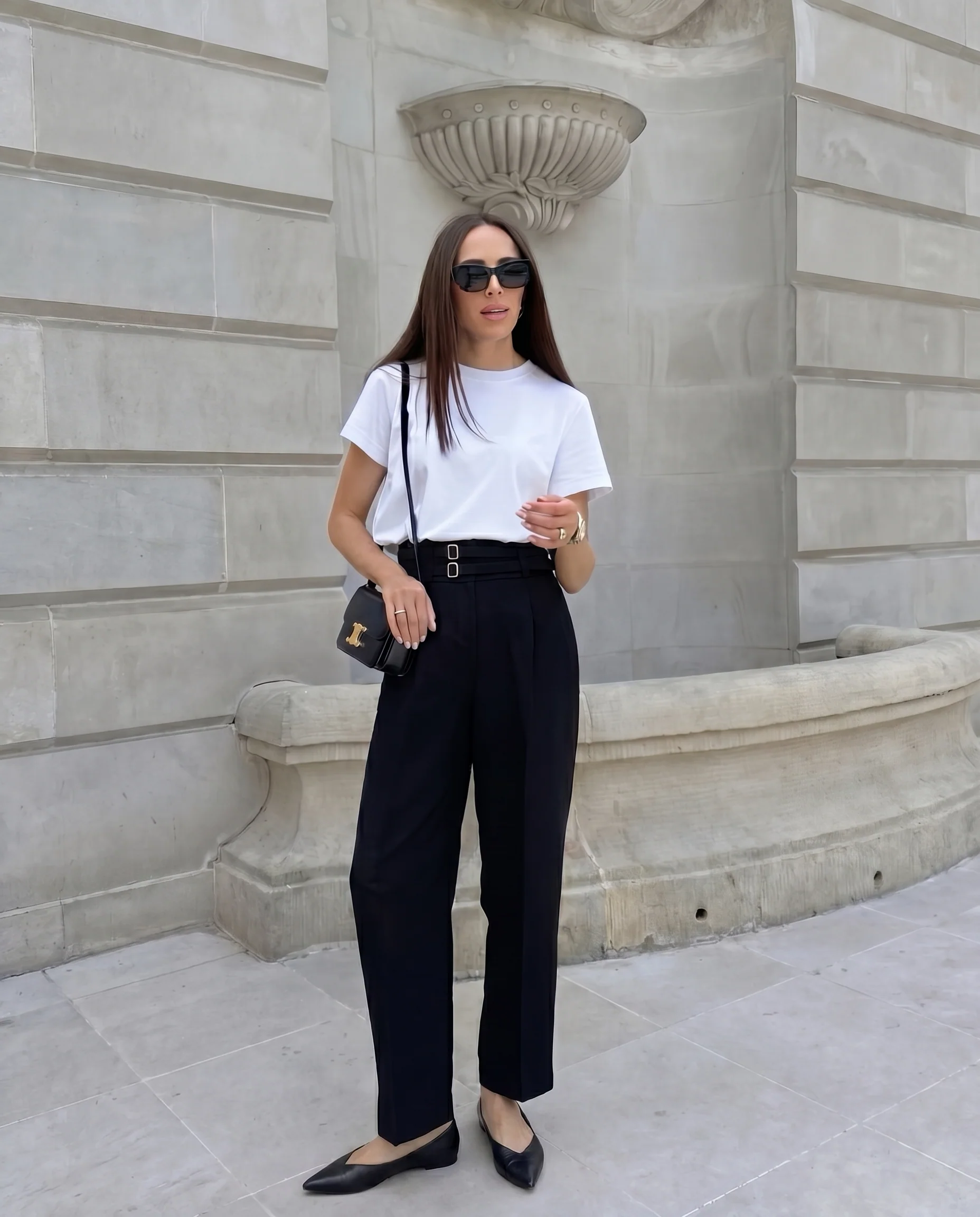 High Waist Buckle Detail Tapered Pant - Image 2