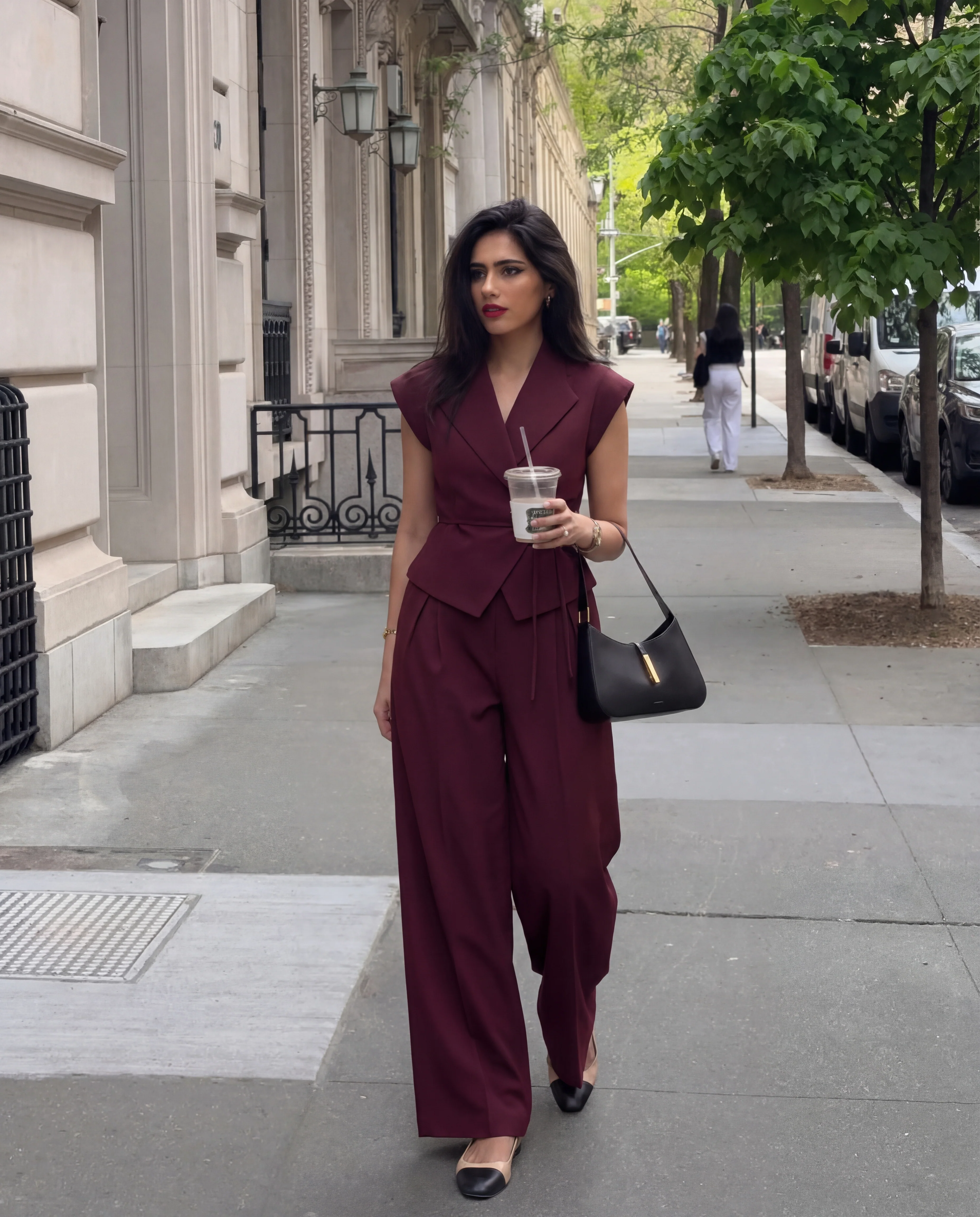 Maroon Tie Up Waist Coat Suit Set - Image 6