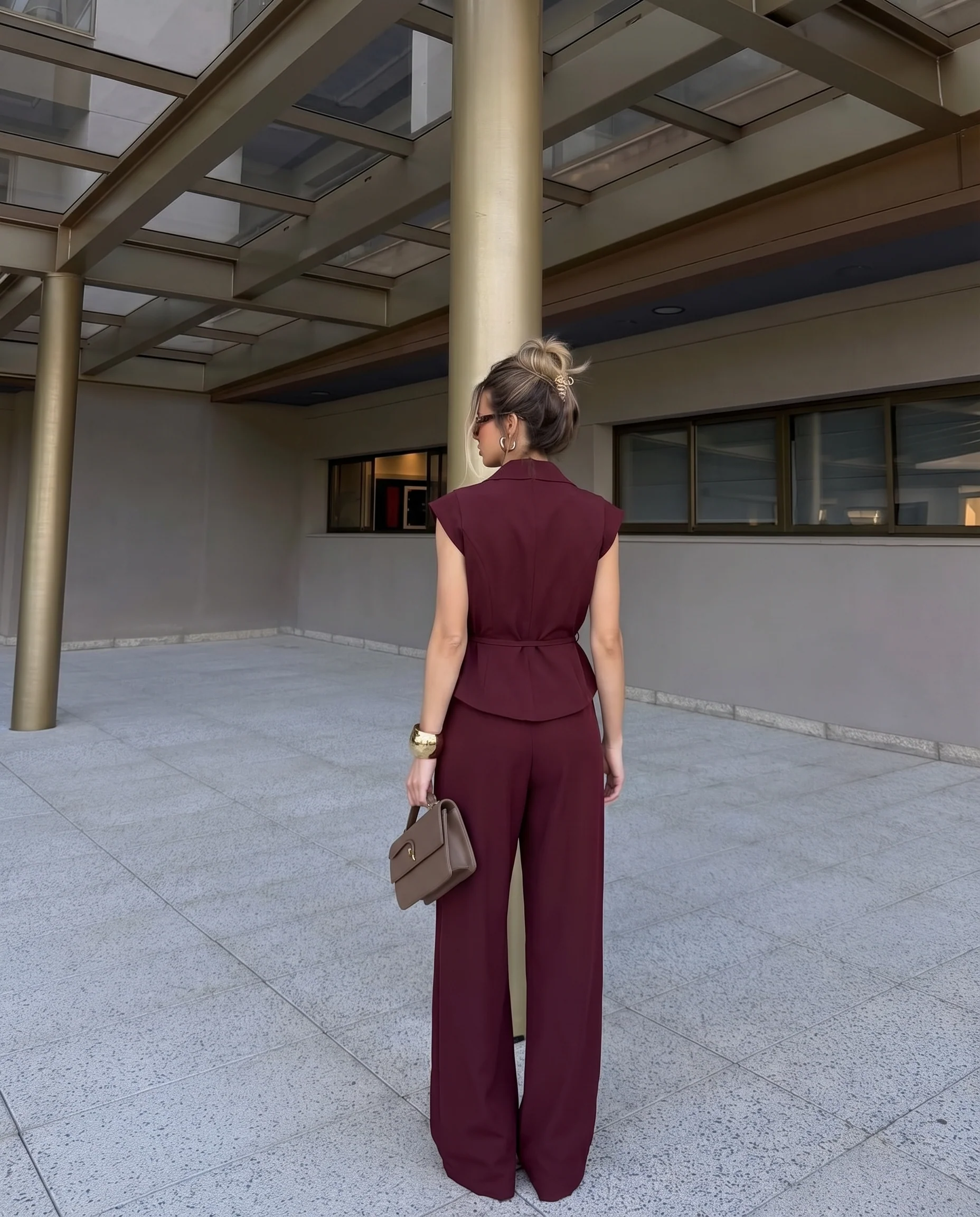 Maroon Structured Suit Set - Image 5