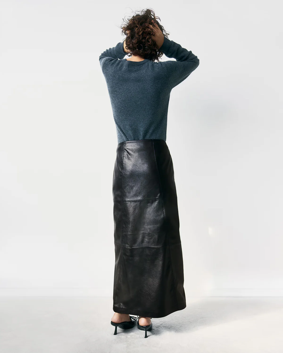 Panelled Wrap Leather Skirt - Image 4