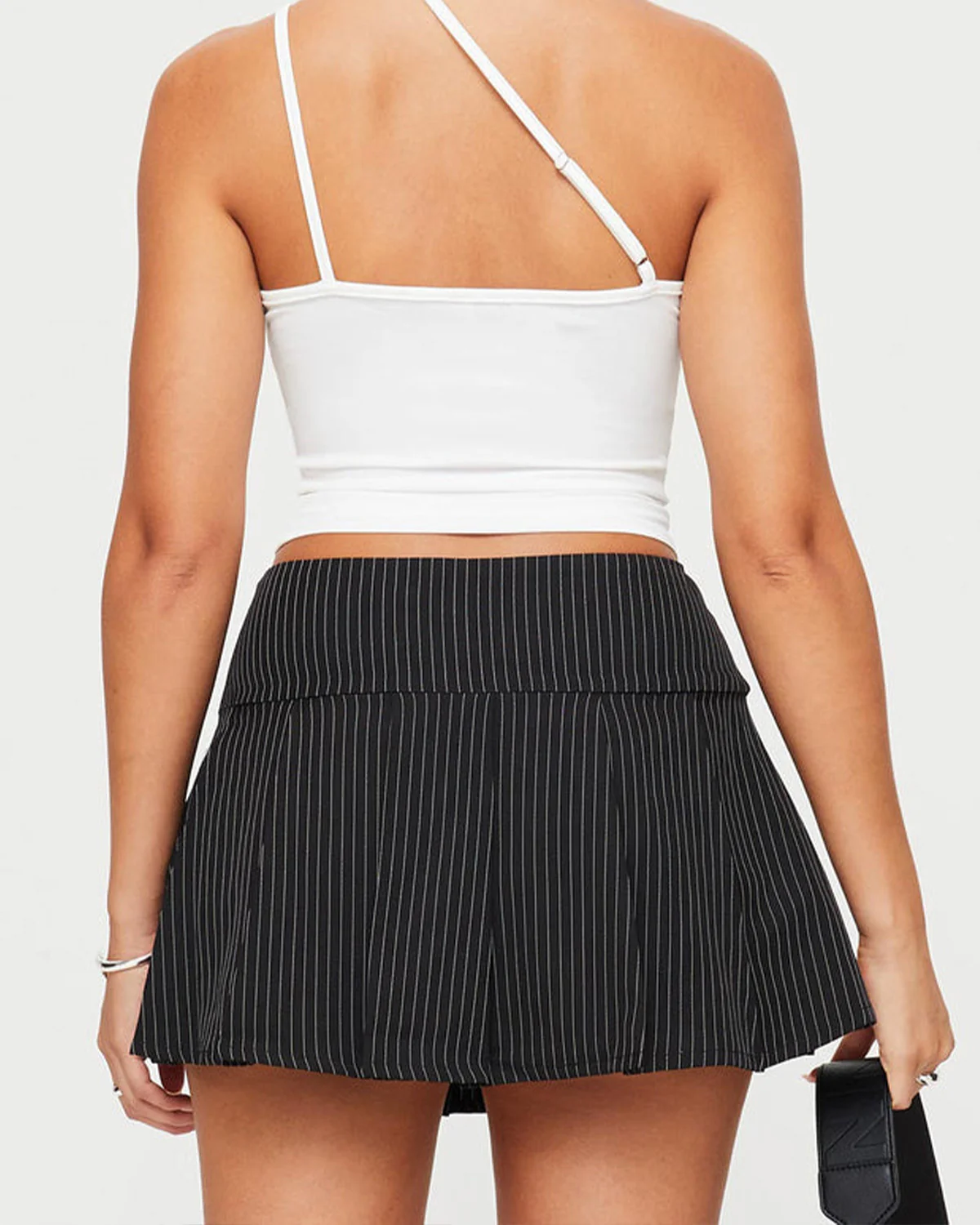 Pinstripes Pleated Mini Skirt - Image 3