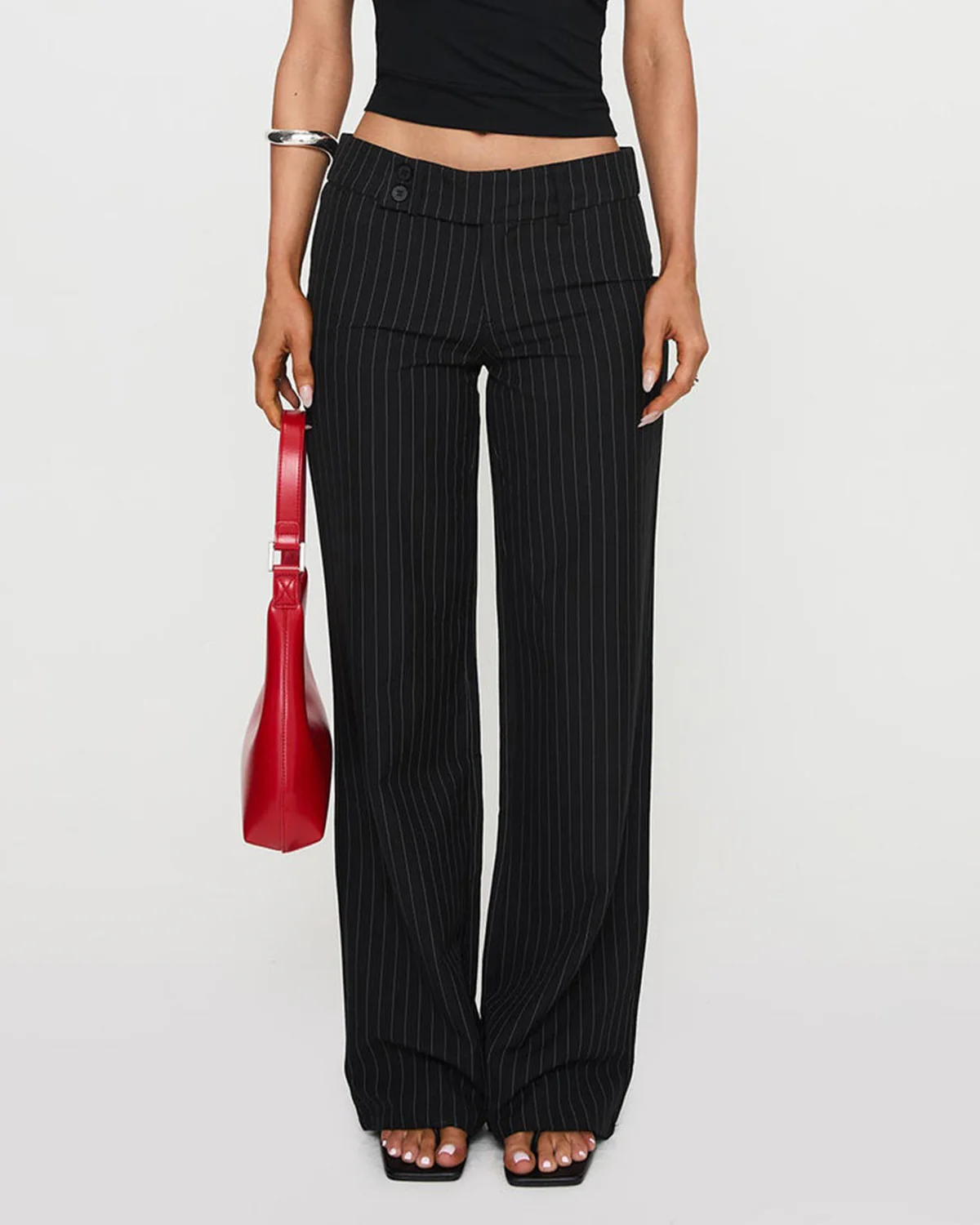 Pinstripes Straight Pants - Image 3