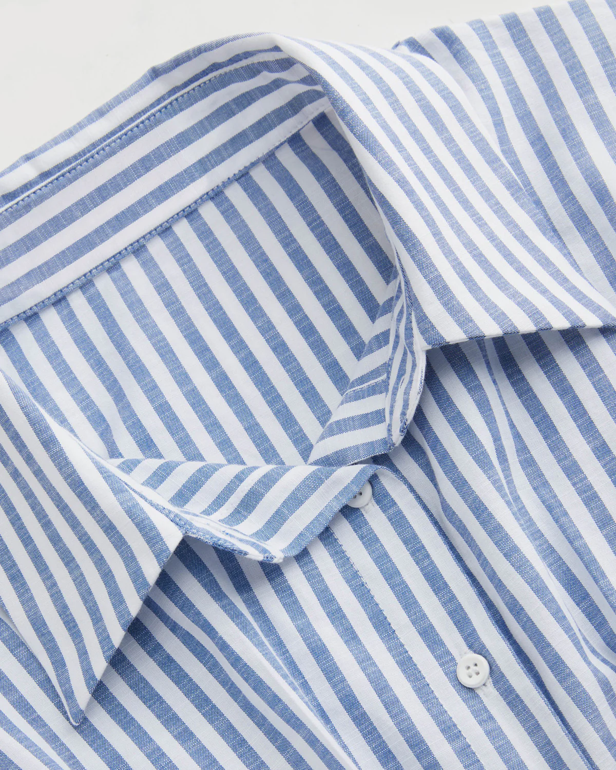 Pleated Cinched Waist Striped Cotton Shirt in Blue - Image 7