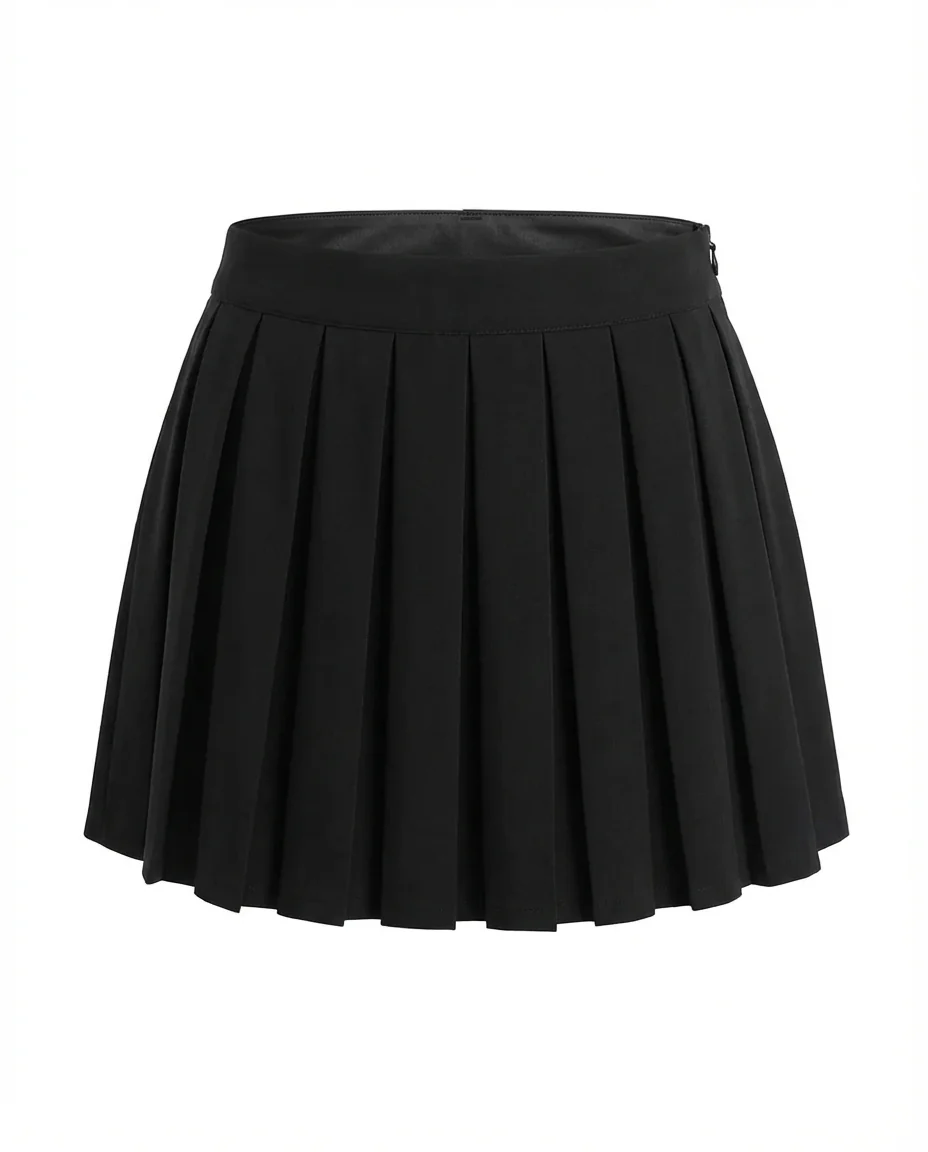 Pleated Mini Black Skirt - Image 4