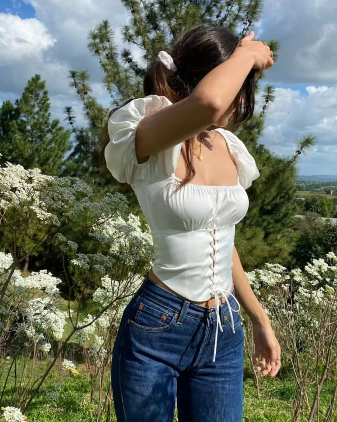 Puff Sleeves Corset Top