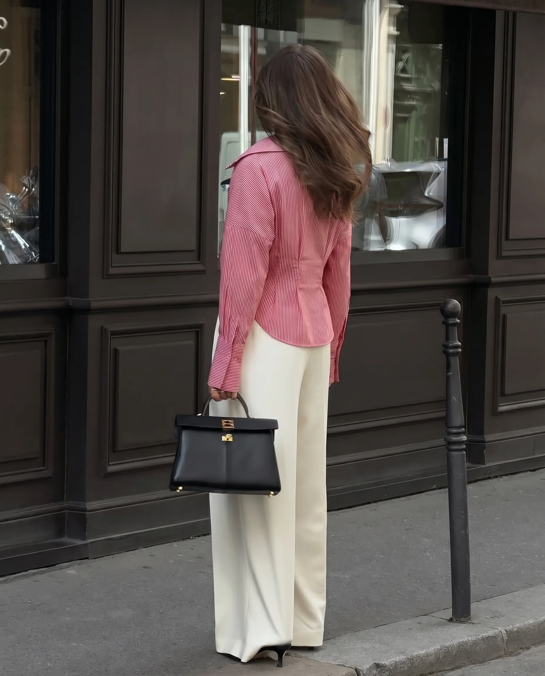 Red Cinched Waist Shirt - Image 3