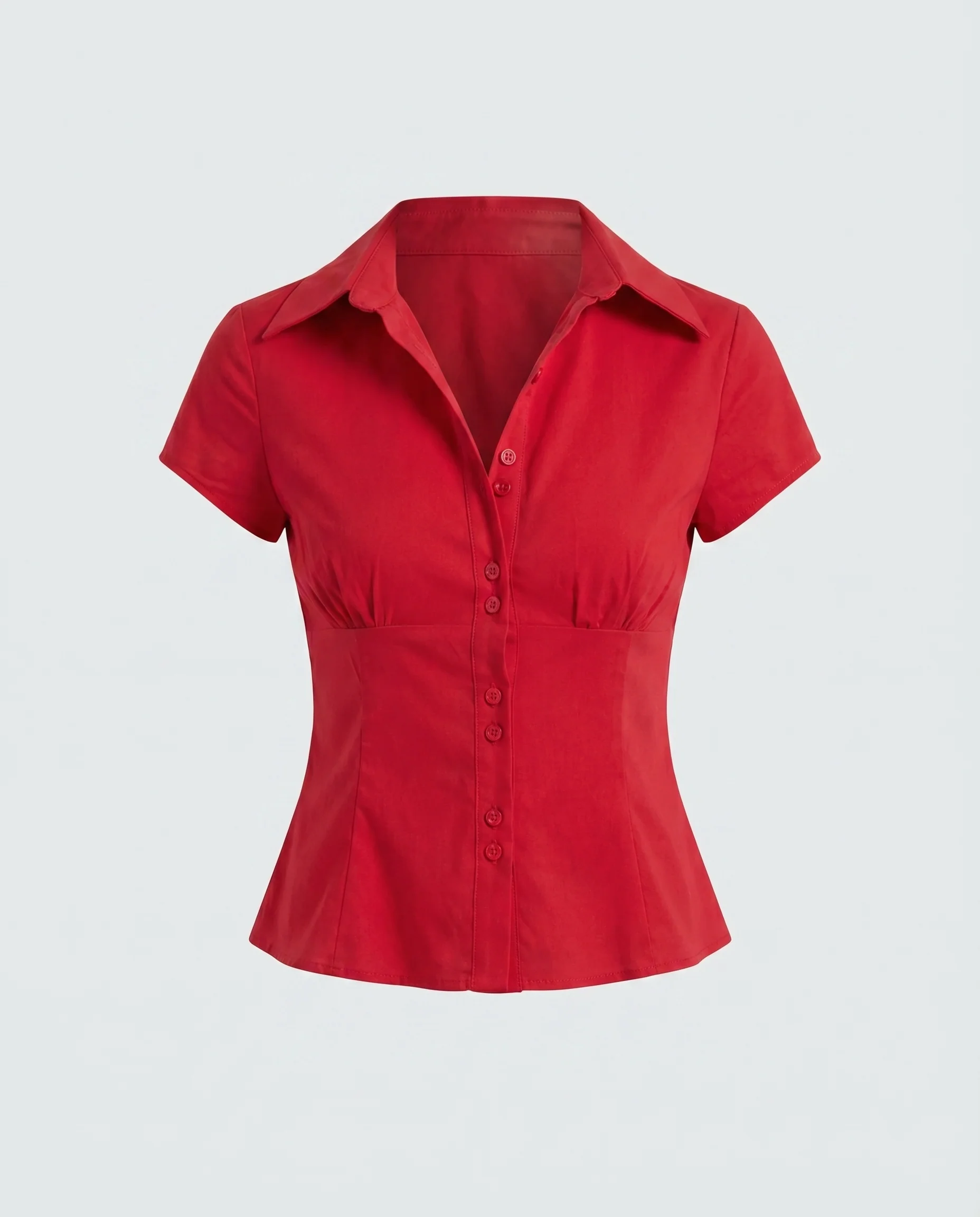 Classic Red Fitted Cotton Shirt - Image 5