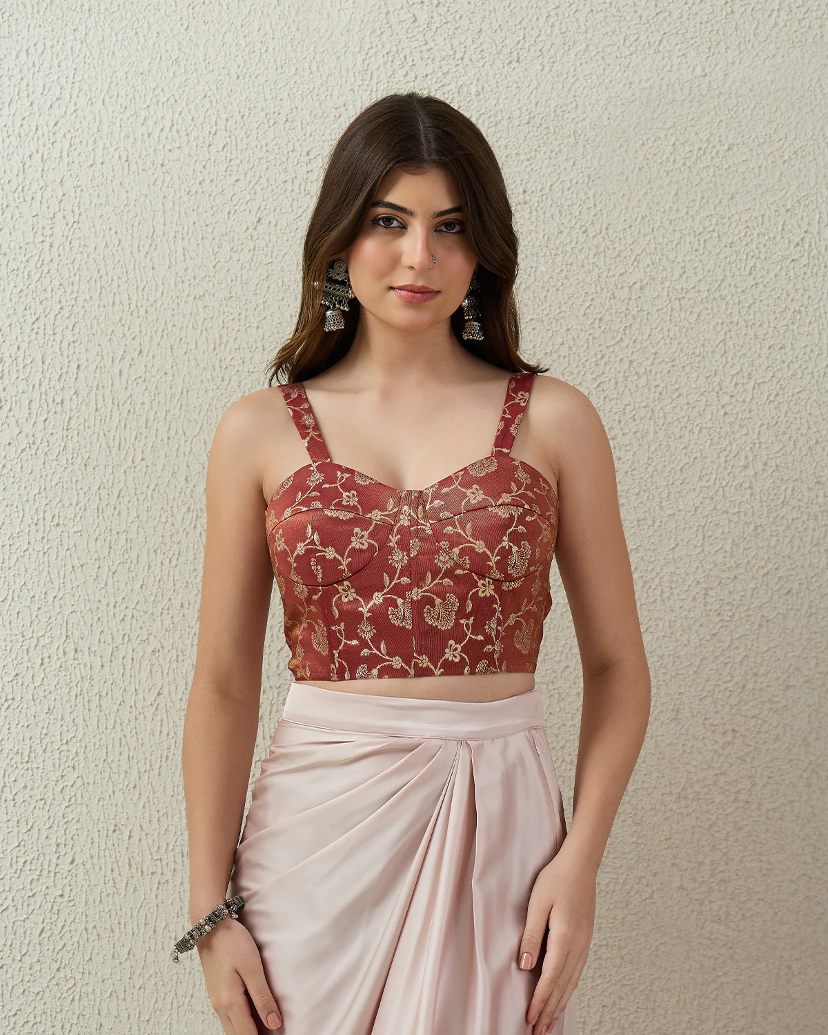 Rust Brocade Bustier Top - Image 2
