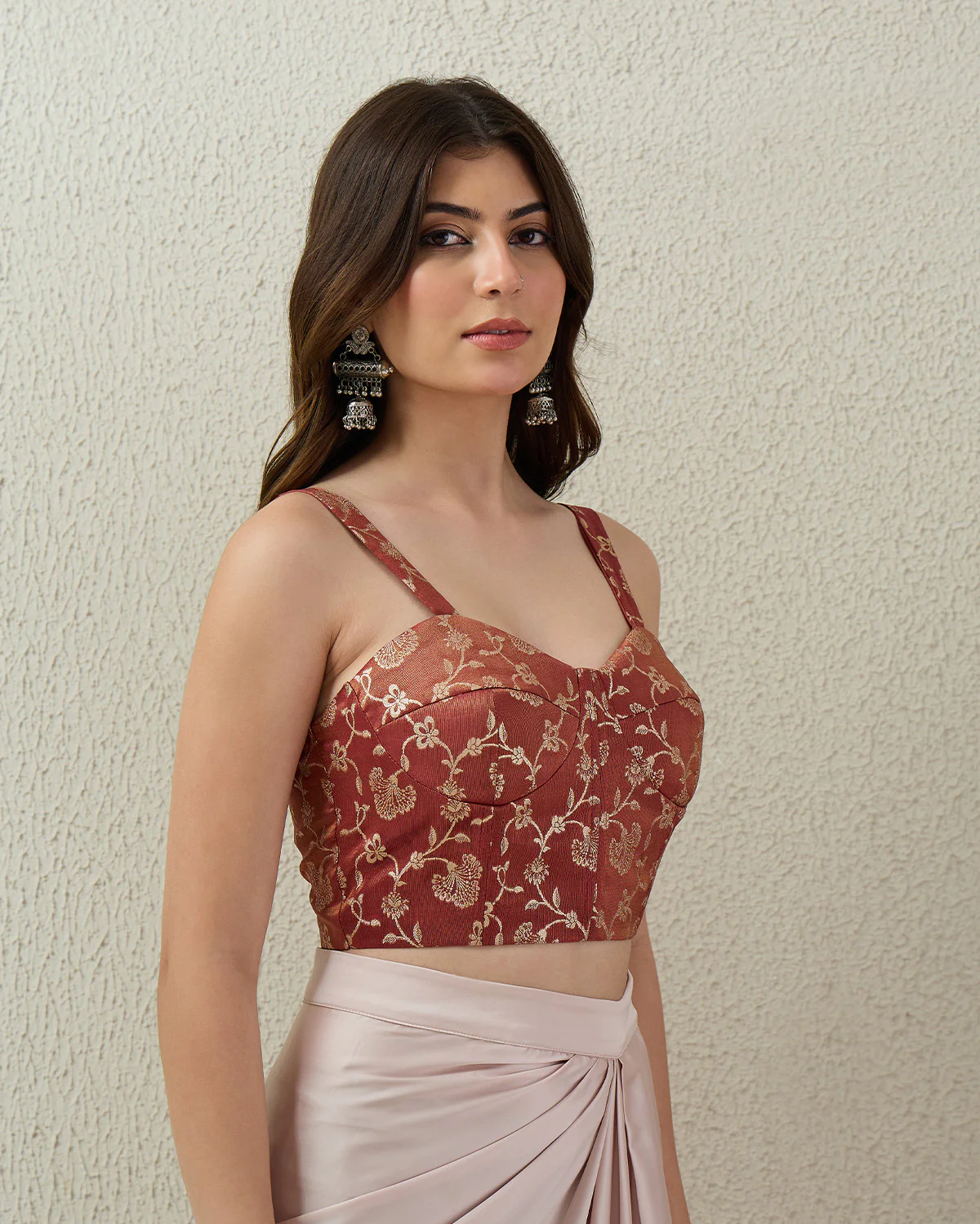 Rust Brocade Bustier Top - Image 3