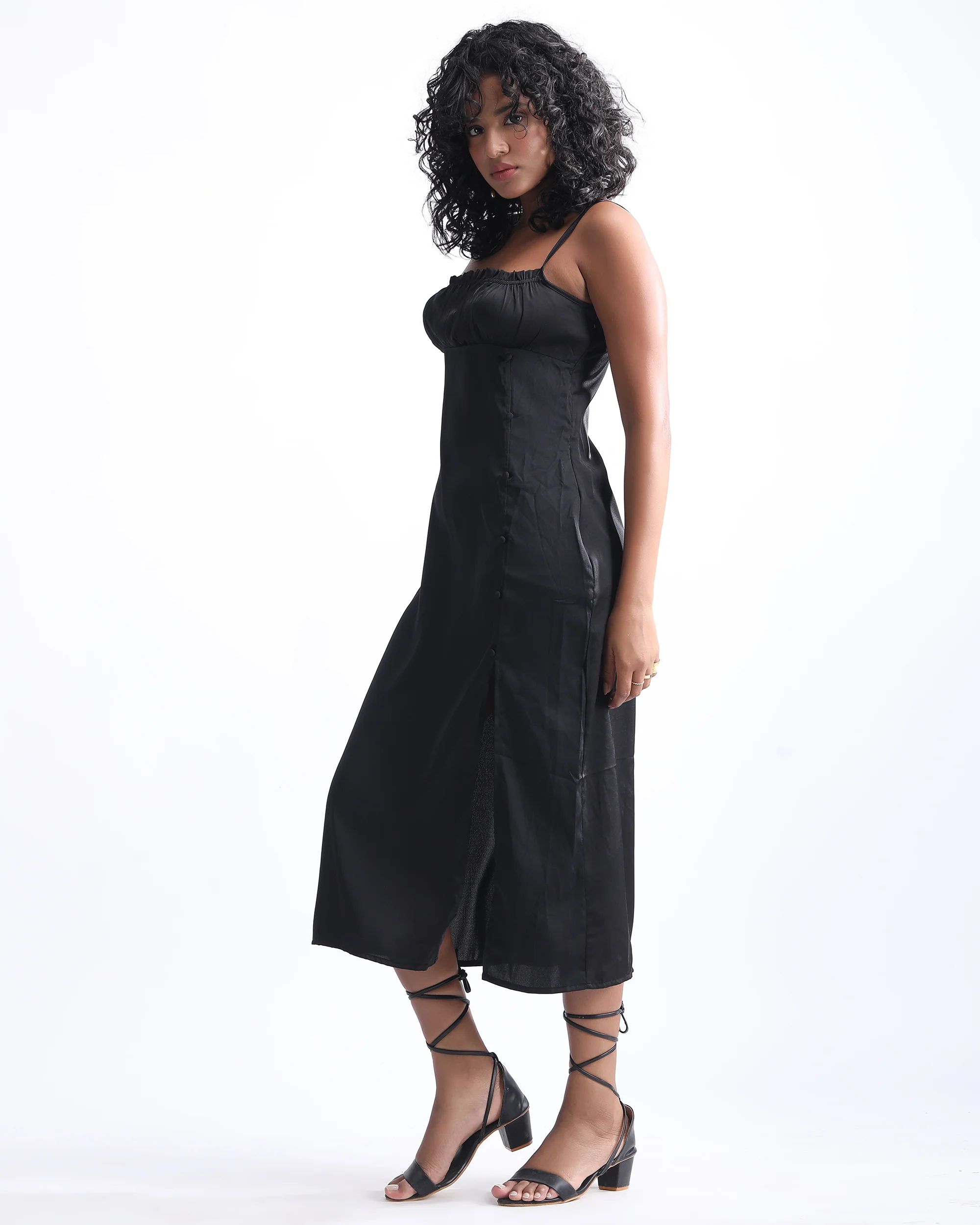 Satin Slit Dress - Image 3