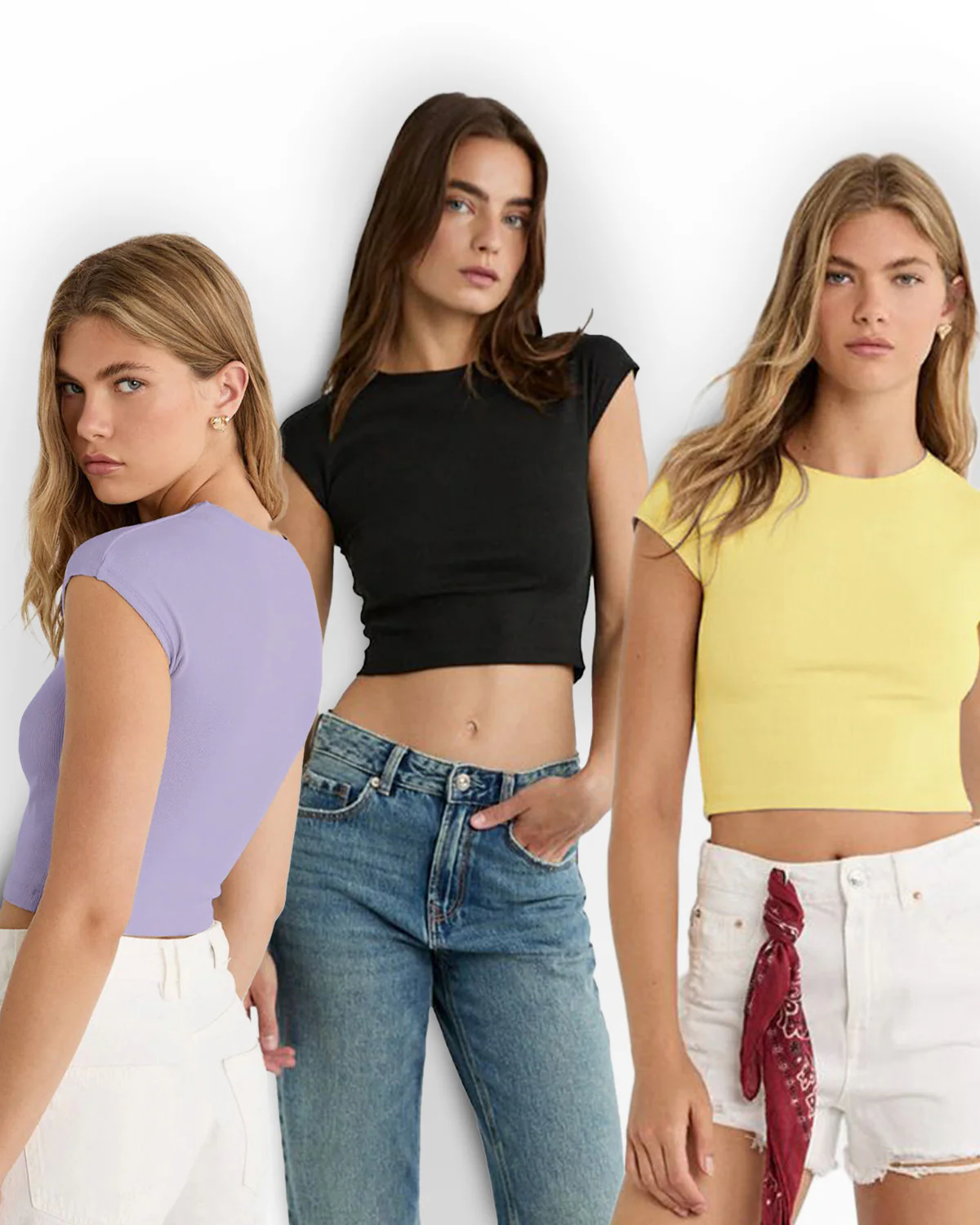 Set of 3 Ribbed Crew Neck Top - Image 3