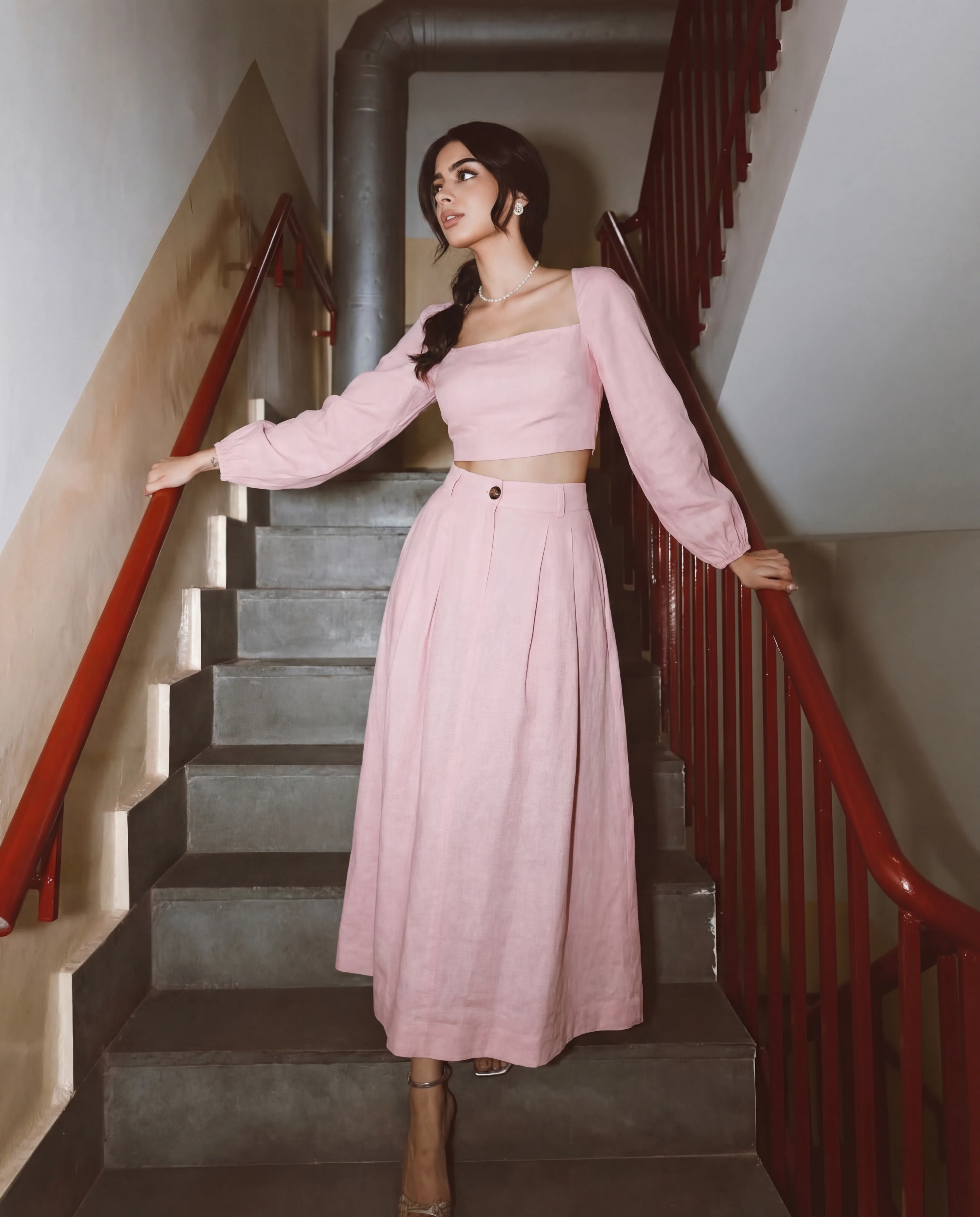 Soft Pink Co-Ord Set With Billowy Silhouette - Image 10