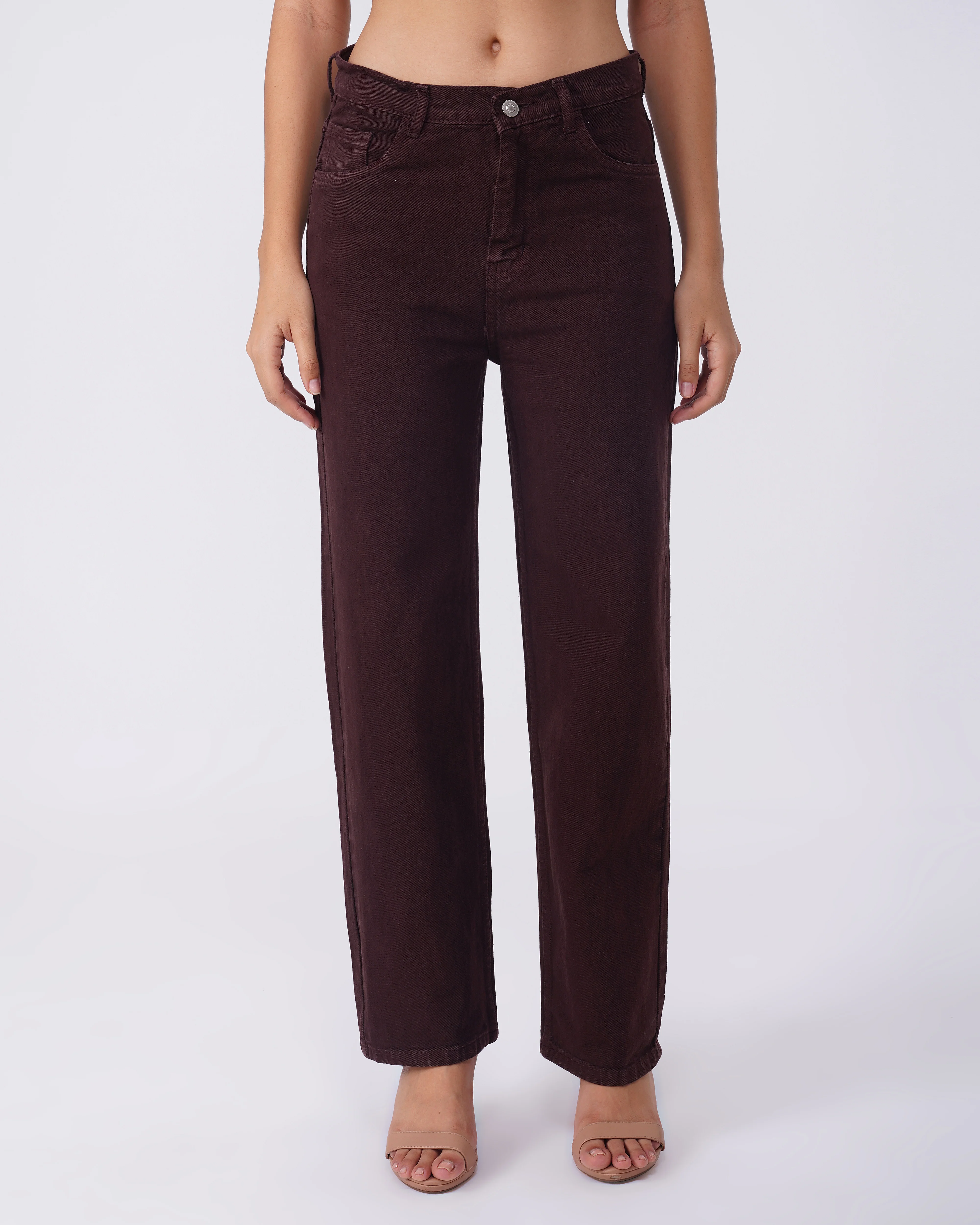 Brown Solid Relaxed Fit Jeans - Image 3