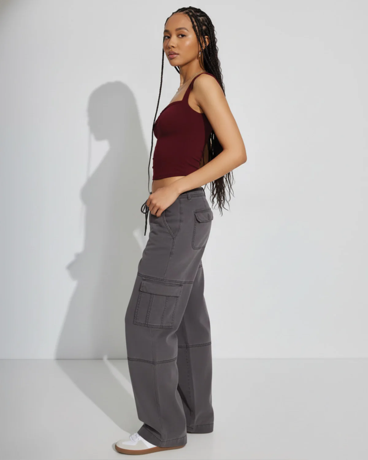 Burgundy Sweetheart Neck Ribbed Top - Image 4
