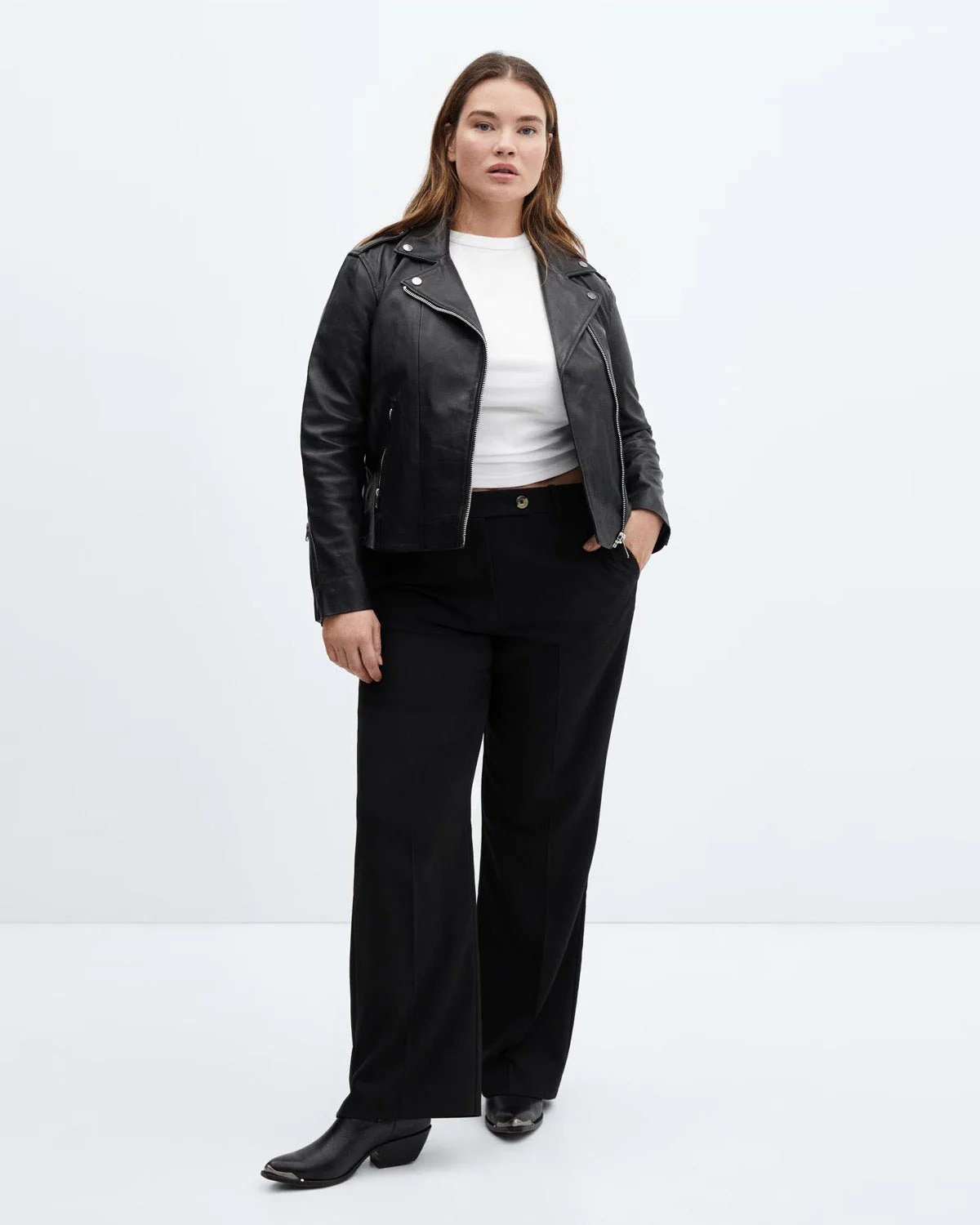 Textured Zip-Up Biker Jacket - Image 6