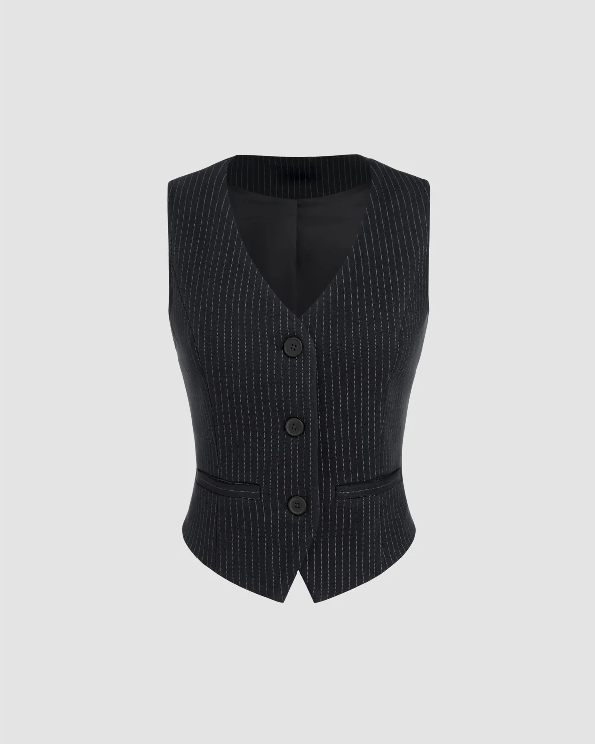 V Neck Pinstripes Waistcoat - Image 6
