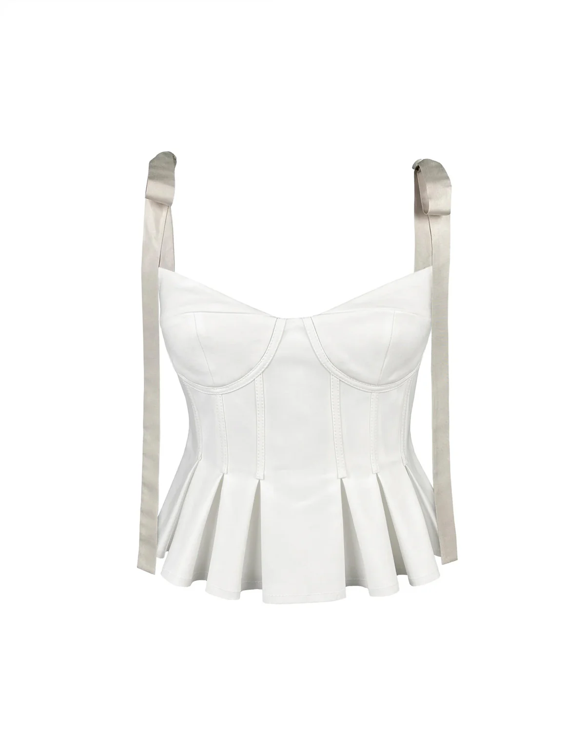 White Bowknot Straps Flared Top - Image 4