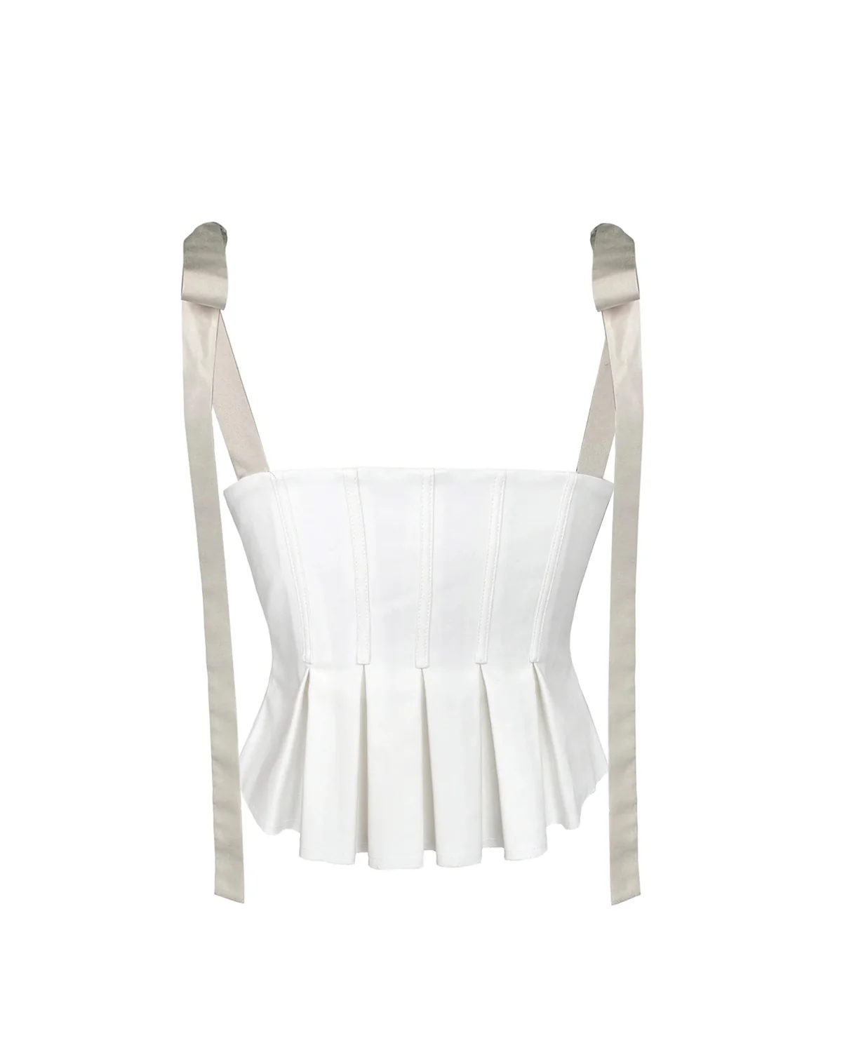 White Bowknot Straps Flared Top - Image 5