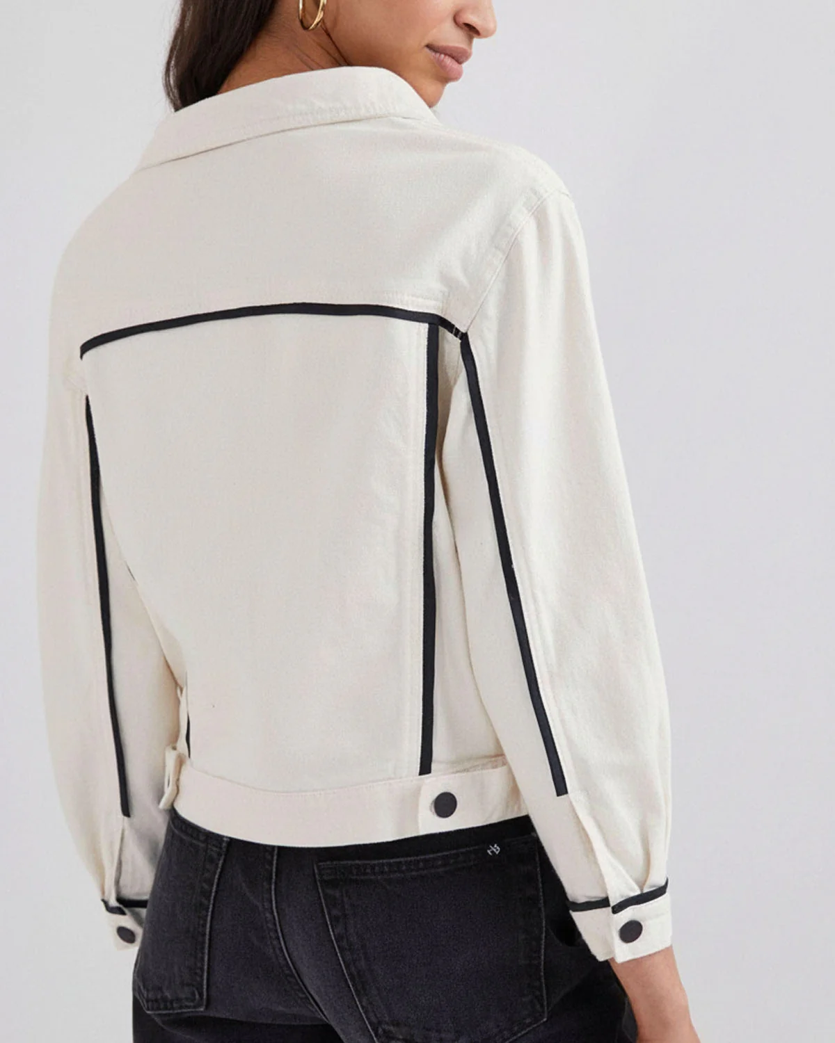 White Denim Button Up Jacket - Image 3