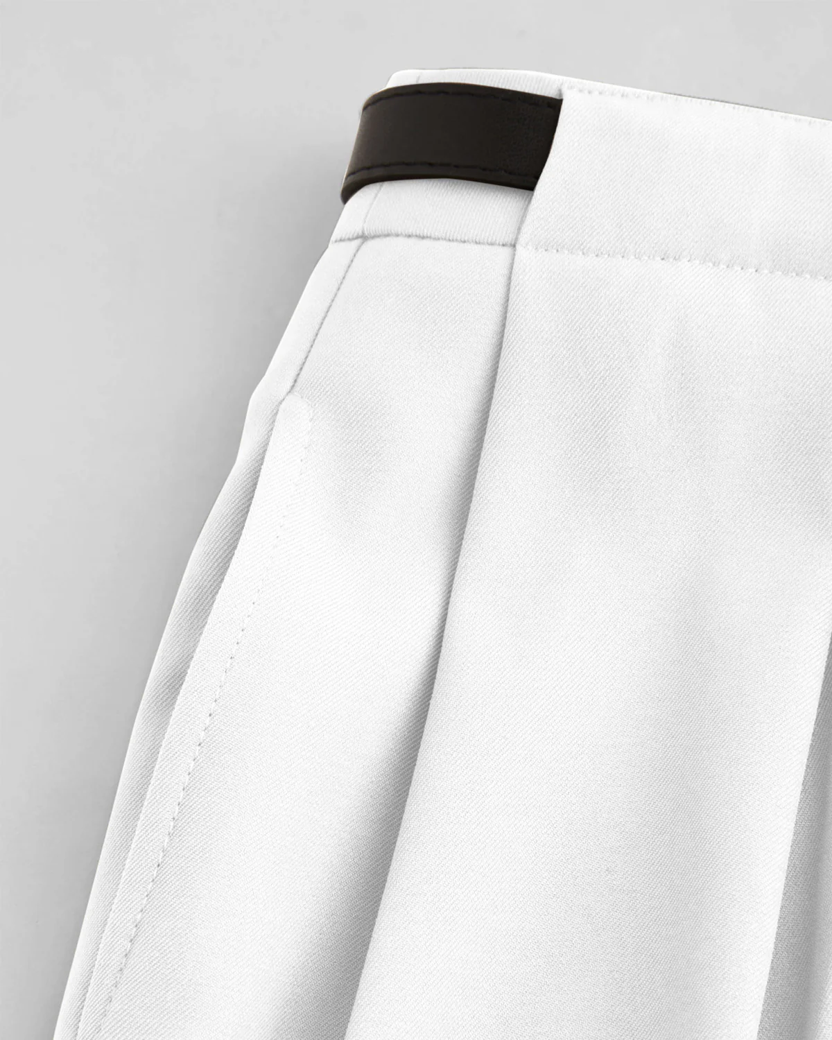 White Straight Leg Trouser with Belt - Image 8
