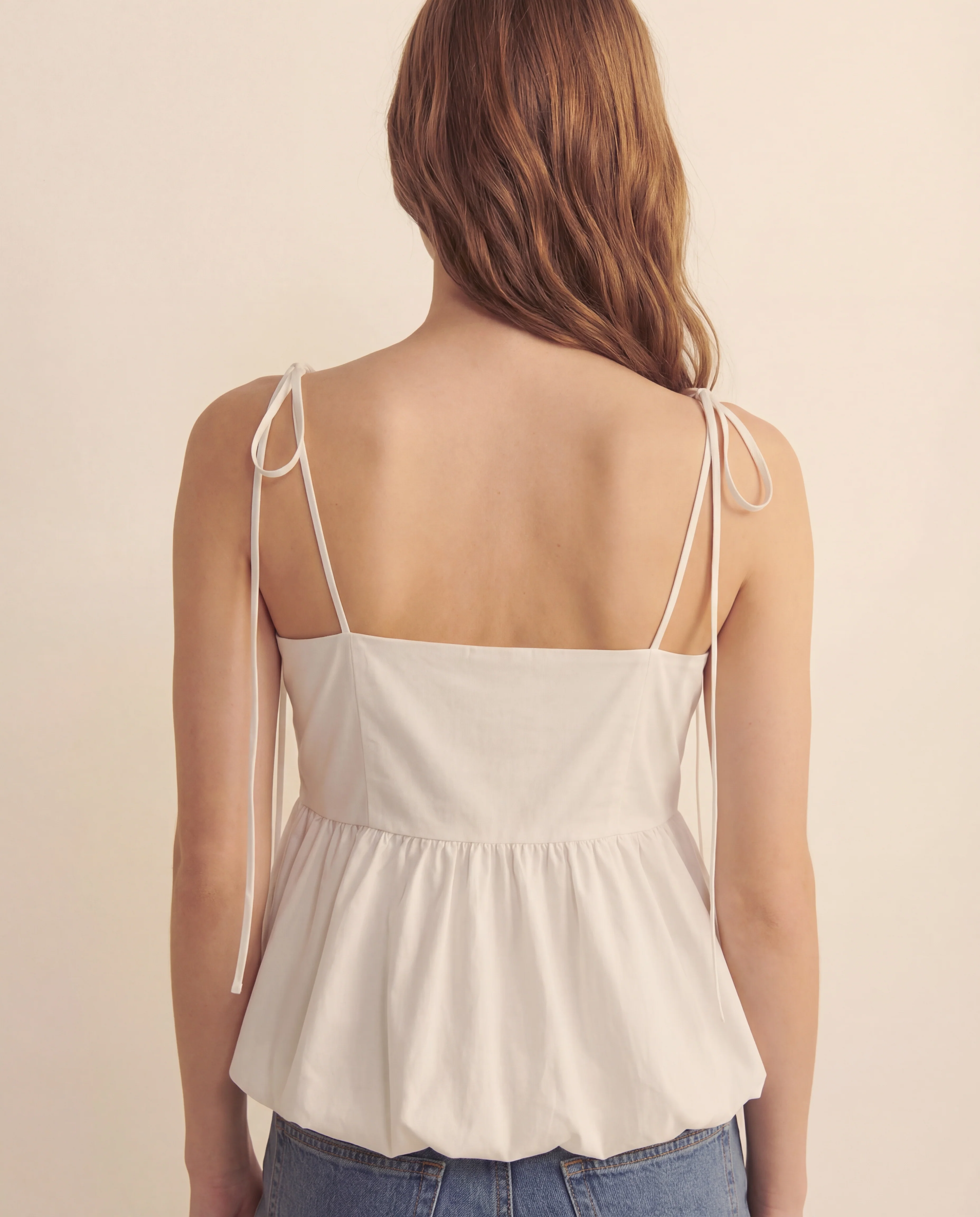 White Bubble Hem Camisole Top - Image 5