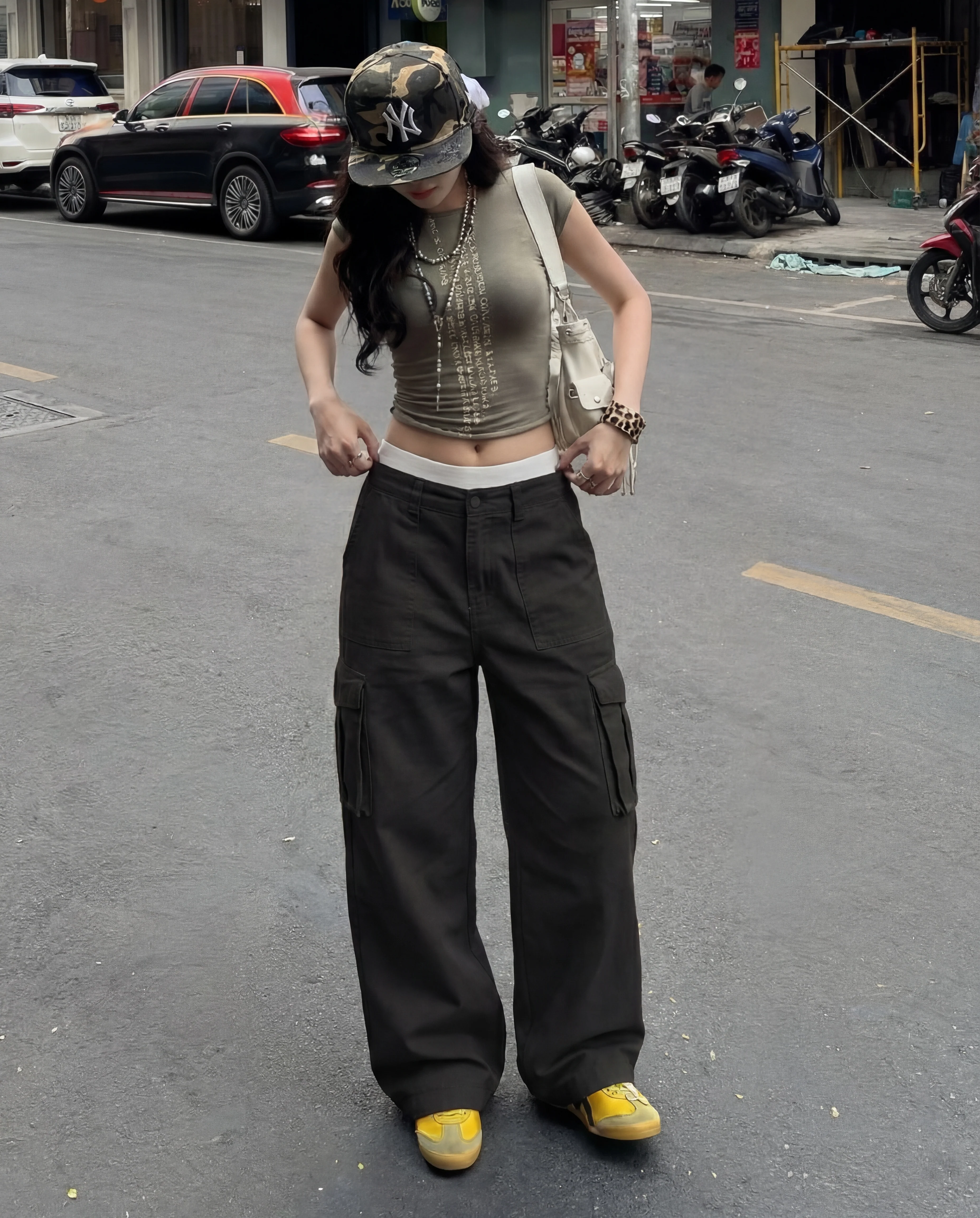Black Wide Leg Adjustable Cargo - Image 2